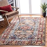 SAFAVIEH Bijar Collection Area Rug - 6'7" x 9', Brown & Royal, Traditional Oriental Distressed Design, Non-Shedding & Easy Ca