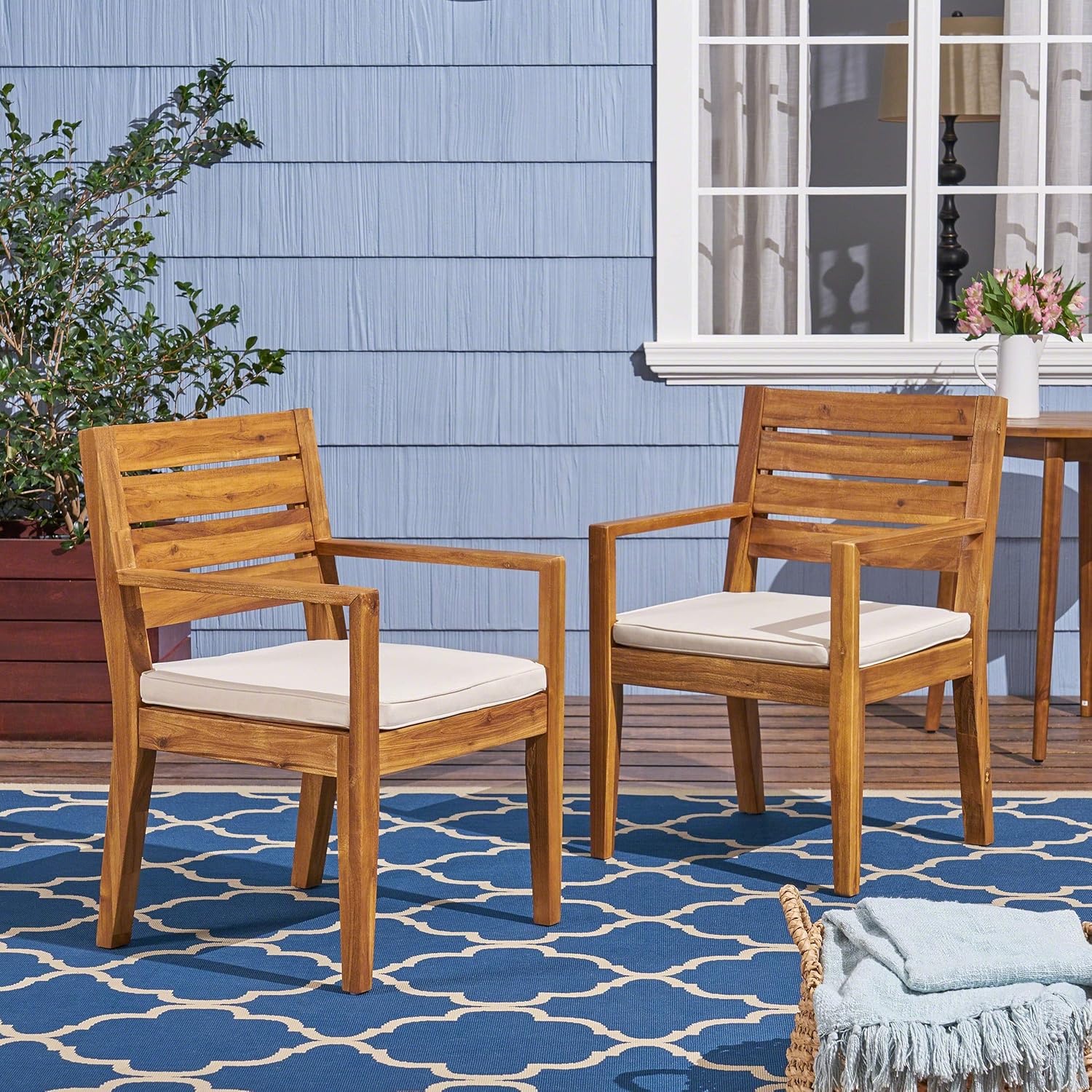 Amazon Com Great Deal Furniture Arely Outdoor Acacia Wood Dining