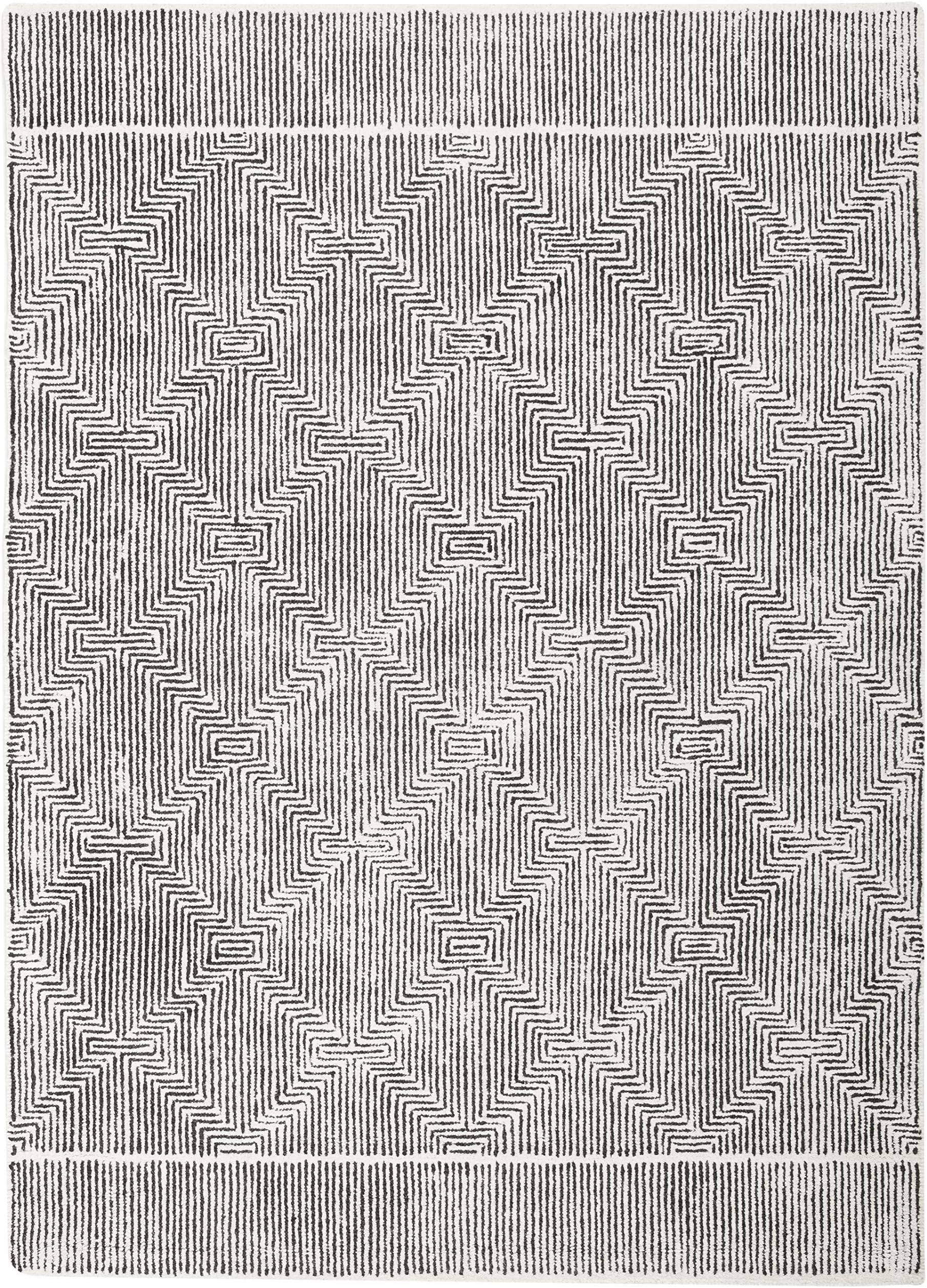 Now House by Jonathan Adler Michele Collection Area Rug, 5' x 7', Ivory and Black