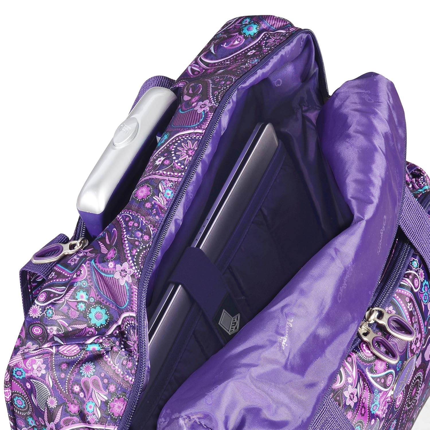 Olympia Deluxe Fashion Rolling Overnighter Travel Tote, Purple Paisley, One Size eBay
