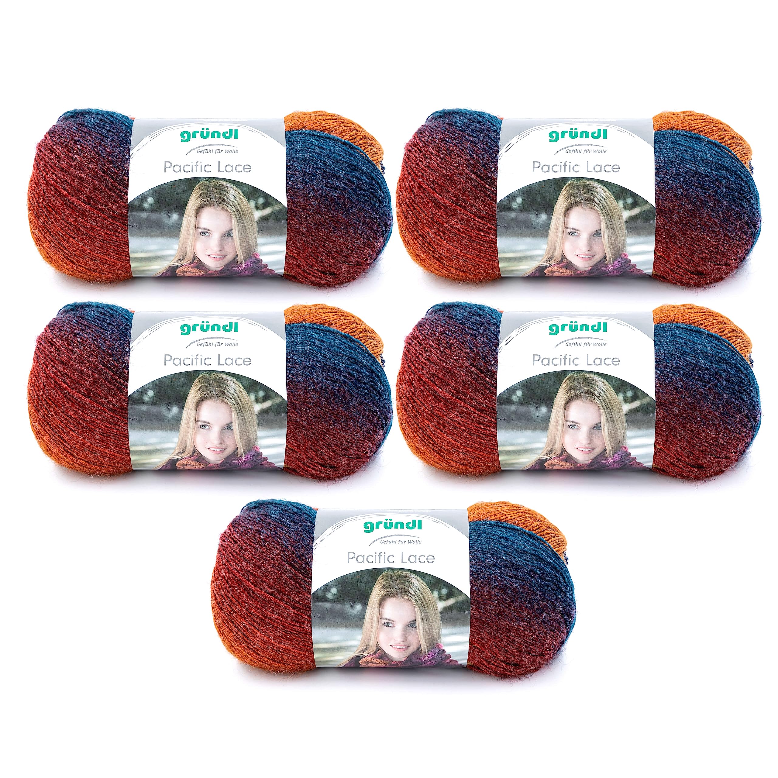 Gründl Pacific Lace Pack of 5, Passion Fruit 04, 5x 100g 5P3506-04