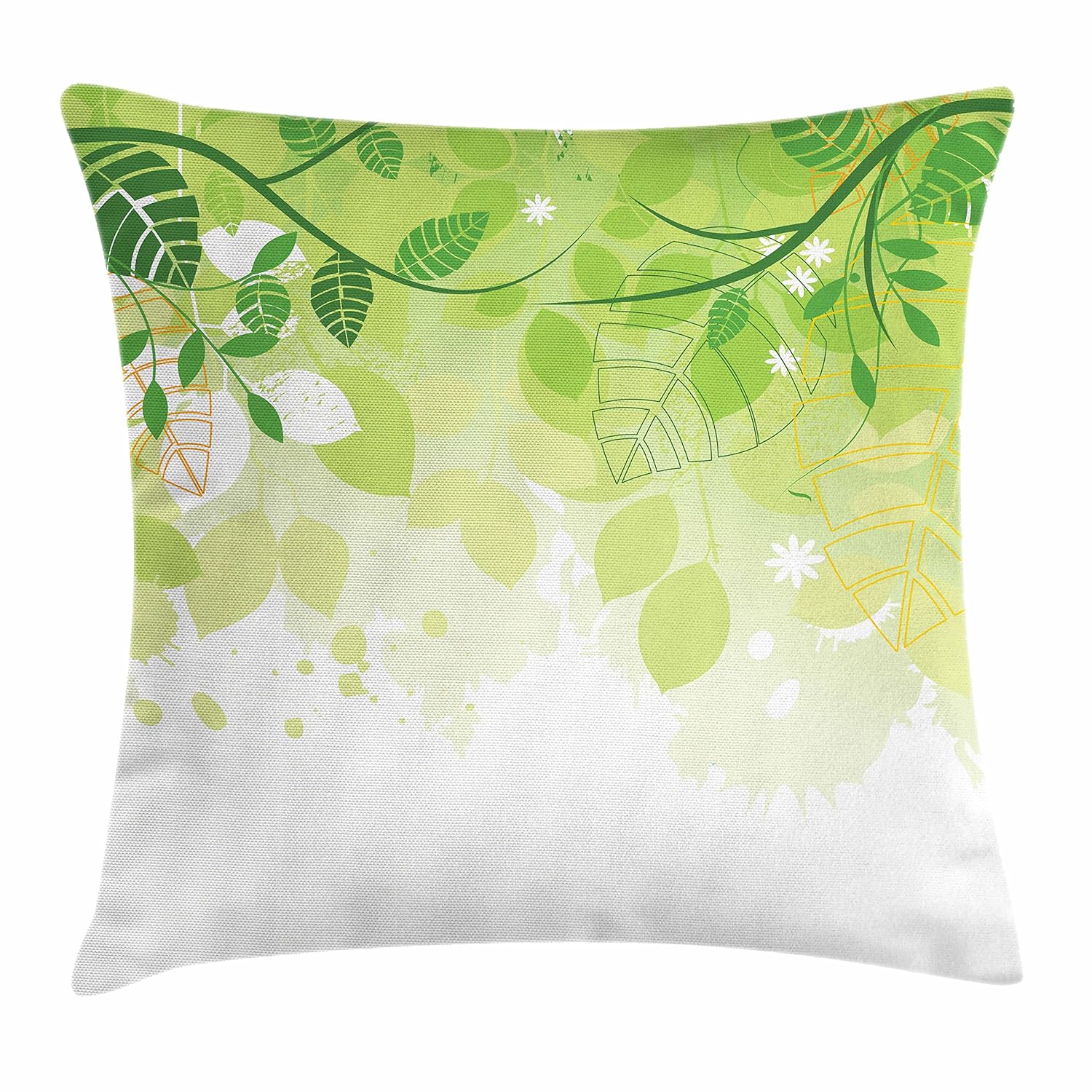 Ambesonne Green Leaf Throw Pillow Cushion Cover, Flourishing Springtime Abstract