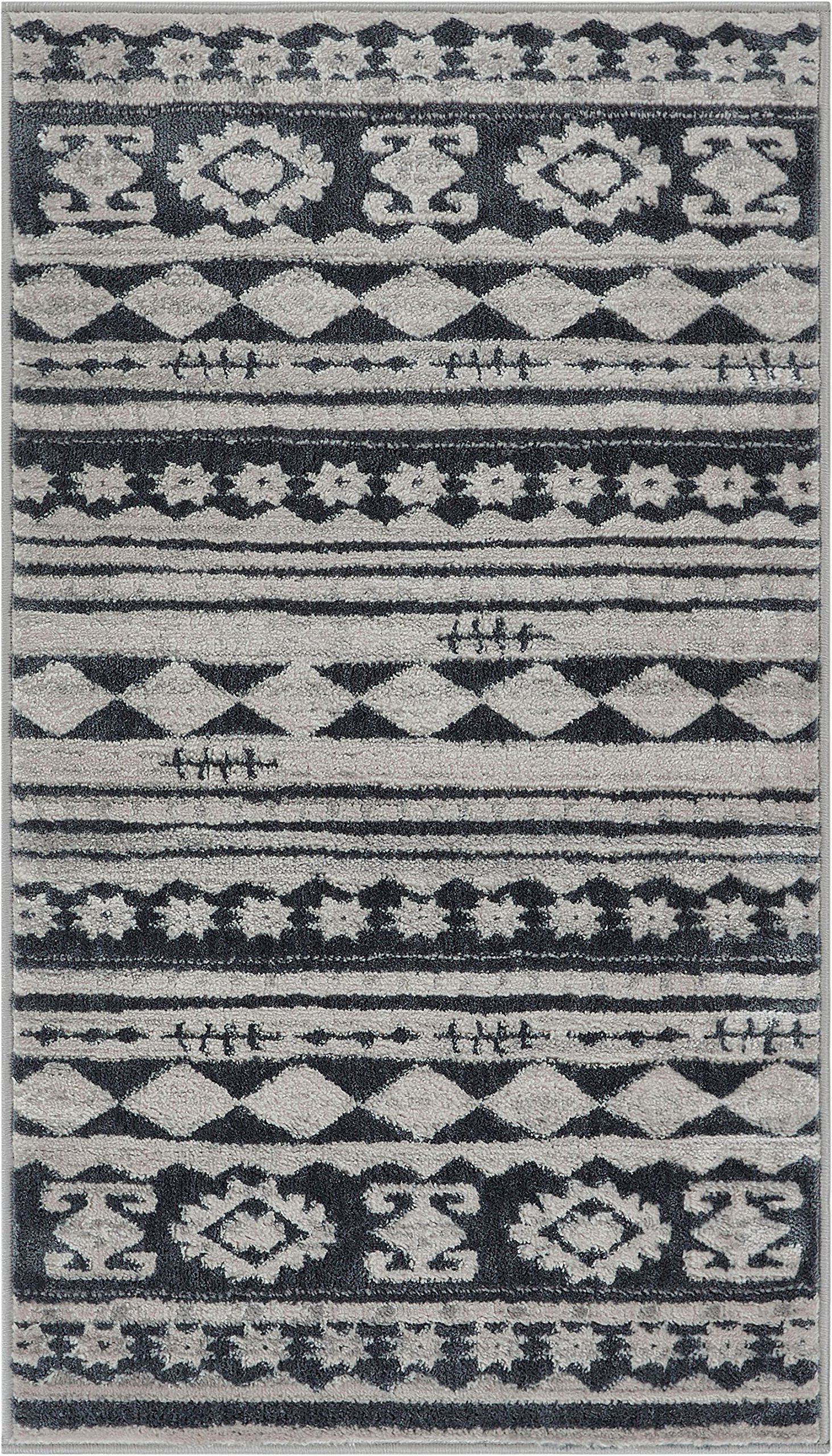 Well Woven Mezzo Vintage 2x4 (2'3" x 3'11") Area Rug Grey Softex Microfiber High-Low Pile Vintage Ab