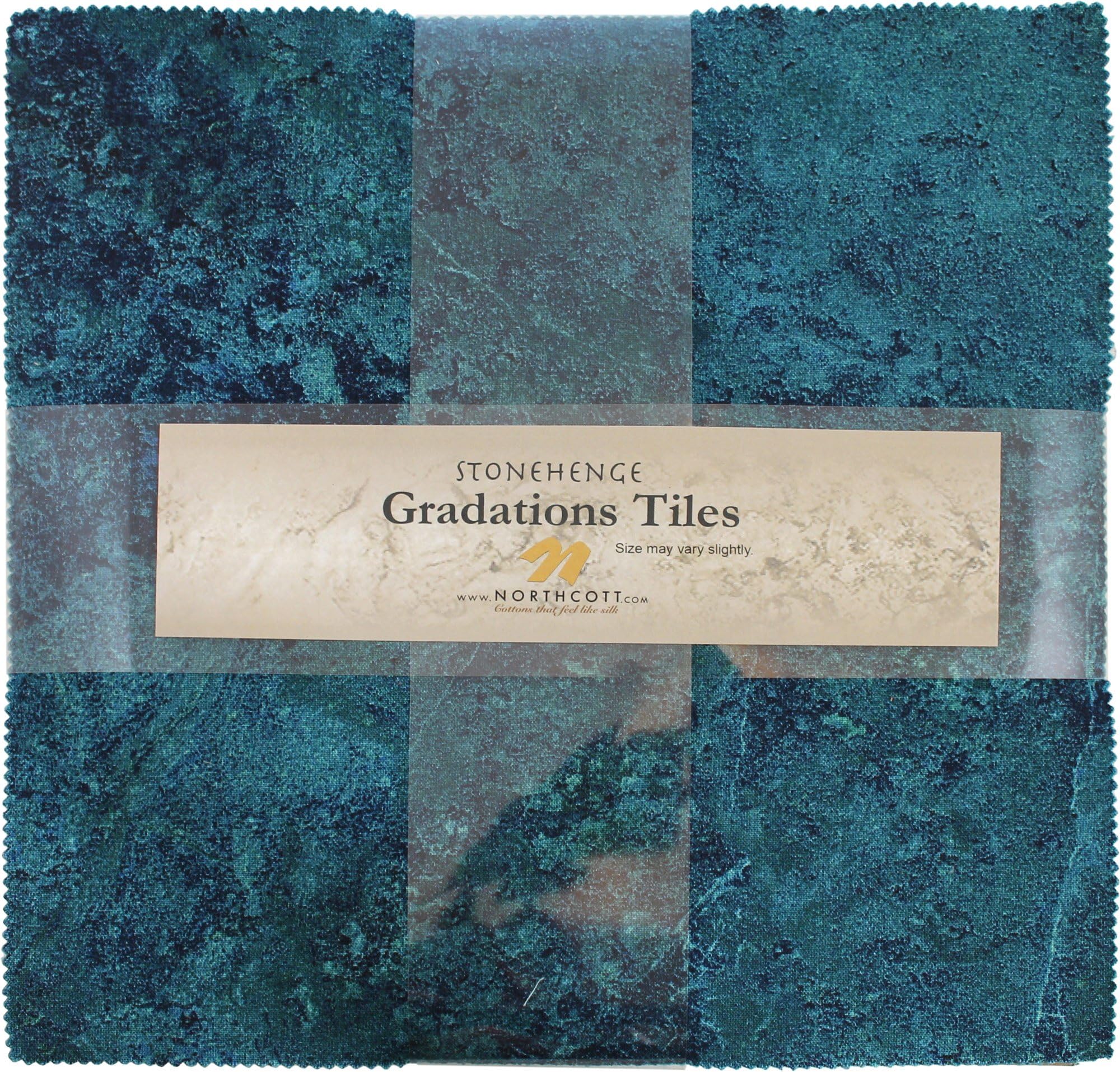 Stonehenge Gradations Brights Lagoon Stone Tiles 42 10-inch Squares Layer Cake Northcott