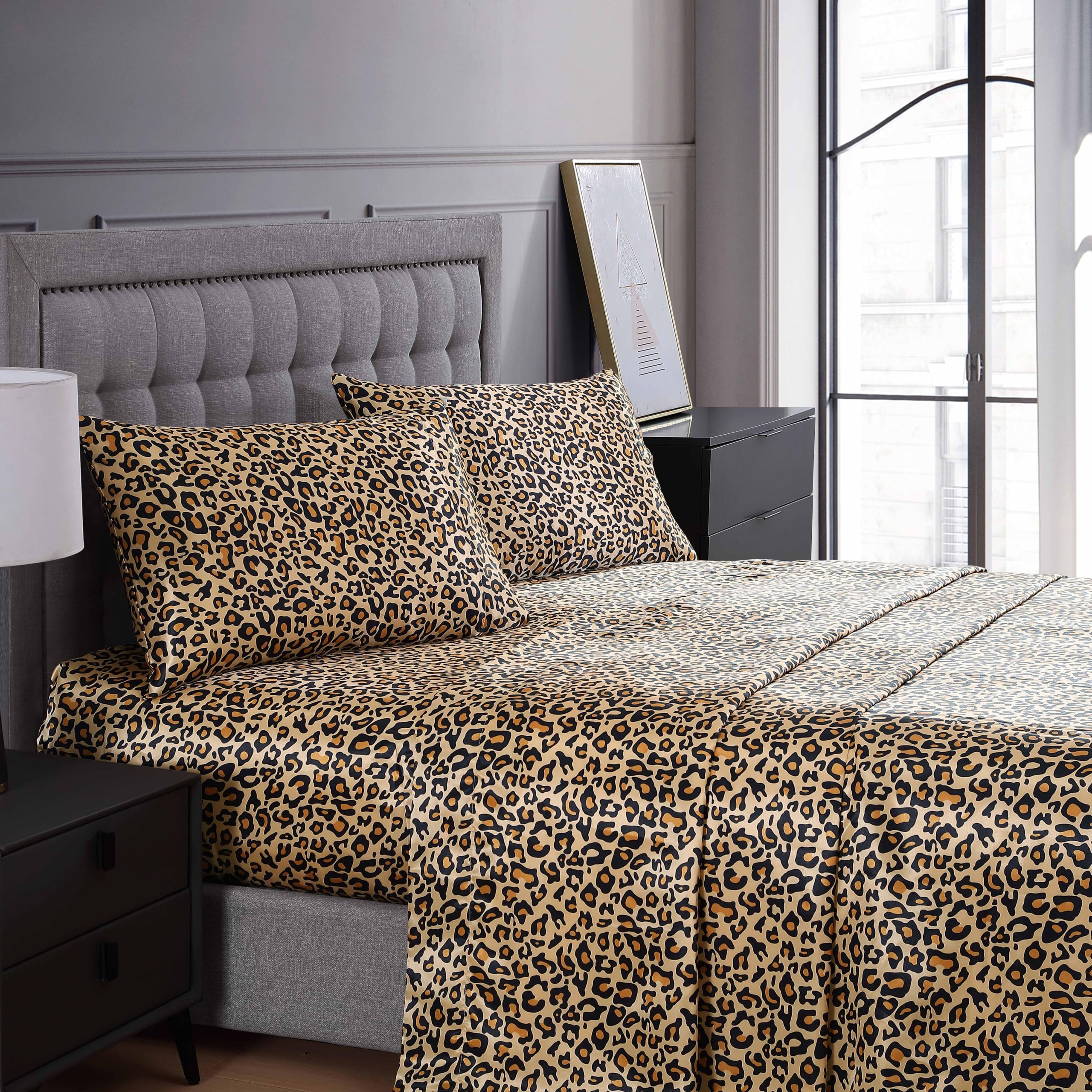 Photo 1 of Beatrice Home Fashions 100% Luxury Satin Pillowcase 2 Pack, Queen 20x30 Inches, Leopard