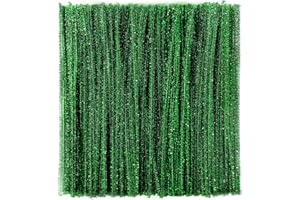 Caydo 200 Pieces Glitter Green Pipe Cleaners, Thick Fluffy Chenille Stems, Pipe Cleaner Crafts for Arts & Crafts, Perfect for