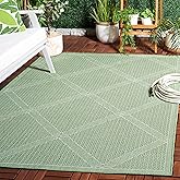 Safavieh Washable Rug Outdoor Bermuda Collection - 4' x 6', Green & Ivory, Non-Shedding & Easy to Clean, Ideal for Patio, Bac