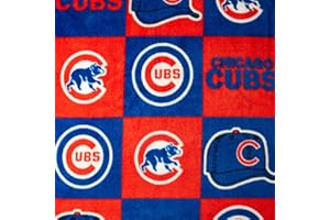 FABRIC TRADITIONS MLB Fleece Chicago Cubs Blocks Red/Royal, Fabric by the Yard