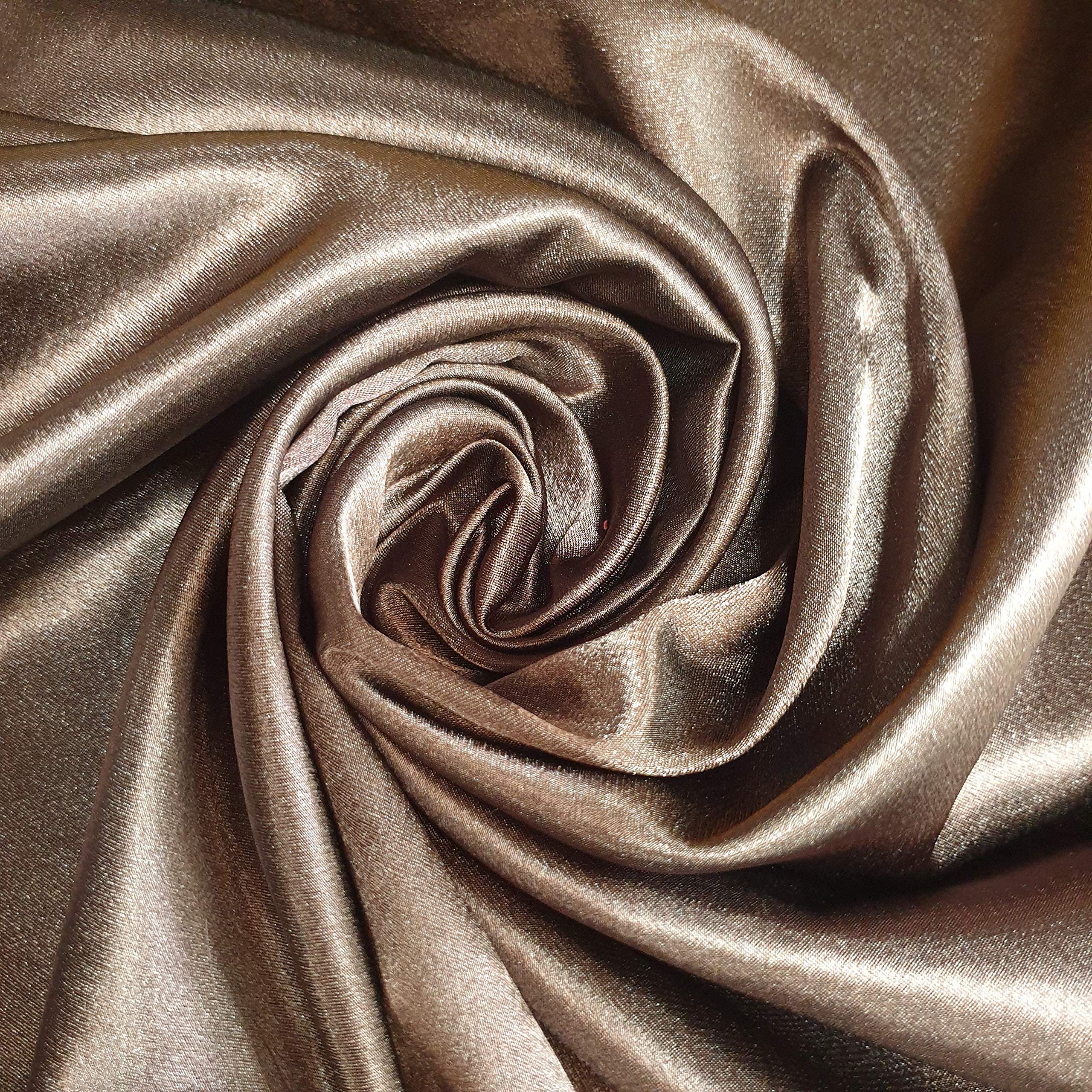 Satin Back Crepe Fabric Polyester Dress Decoration Drape Material 58" (Brown, 2 Meter)
