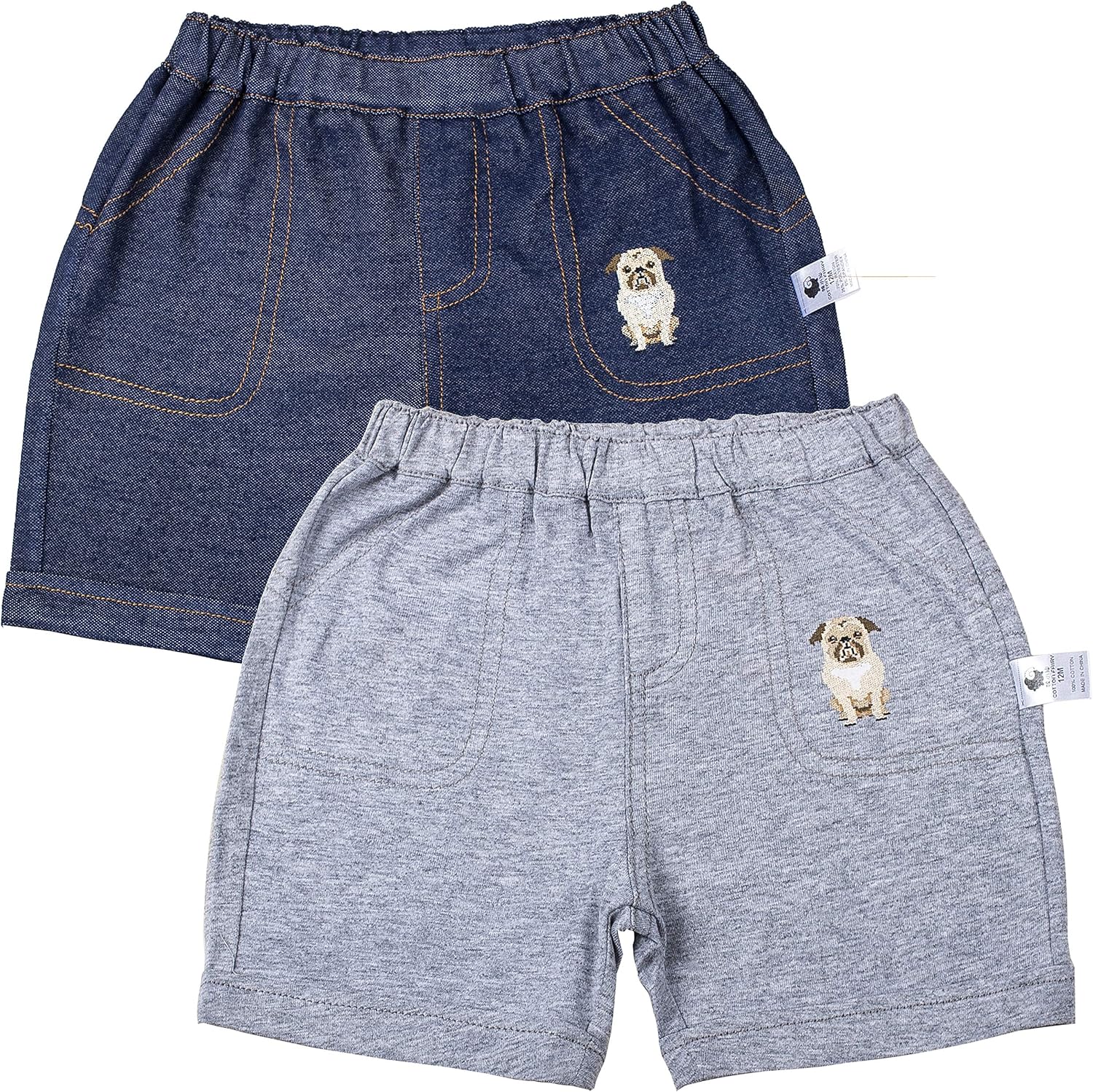 COTTON FAIRY Baby Boys' Shorts 2-Pack Pull-On Pants 3D Ears 3-6 M: Clothing