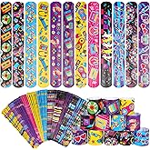Kolewo4ever 144 Pcs 80s 90s Slap Bracelets Back to 80s 90s Throwback Theme Party Decorations Slap Bracelets Retro Cute Cassette Tape for Birthday Party Supplies