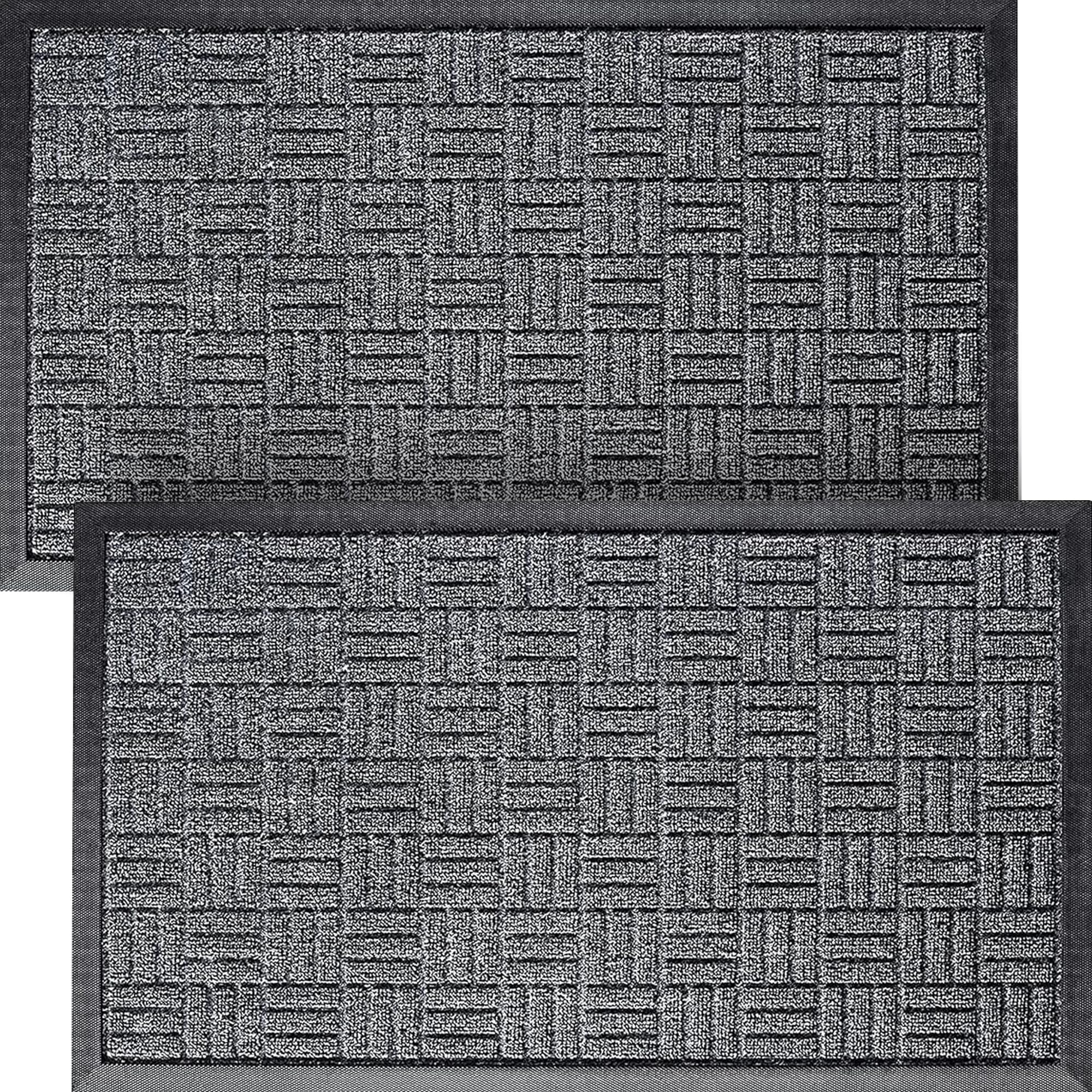 HOMWE Inside Front Door Mat - 2 PCS Heavy Duty, Non-Slip, Grey, Dirt Trapper Door Mats Indoor & Outdoor Use - Hallway & Entrance Doormat (75 x 45cm)