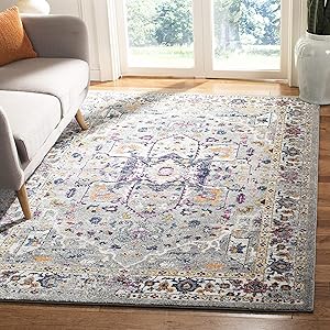 Safavieh Evoke Collection EVK275H Oriental Medallion Distressed Non-Shedding Stain Resistant Living Room Bedroom Area Rug, 8' x 10', Grey / Grey