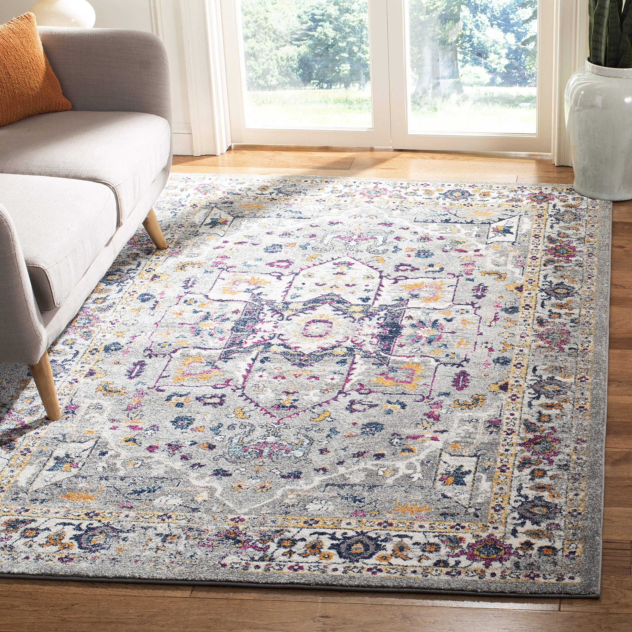 SAFAVIEH Evoke Collection Area Rug - 6'7" x 9', Grey & Grey, Oriental Medallion Distressed Design, Non-Shedding & Easy Care, Ideal for High Traffic Areas in Living Room, Bedroom (EVK275H) Image SAFAVIEH Evoke Collection Area Rug - 6'7" x 9', Grey & Grey, Oriental Medallion Distressed Design, Non-Shedding & Easy Care, Ideal for High Traffic Areas in Living Room, Bedroom (EVK275H) Image