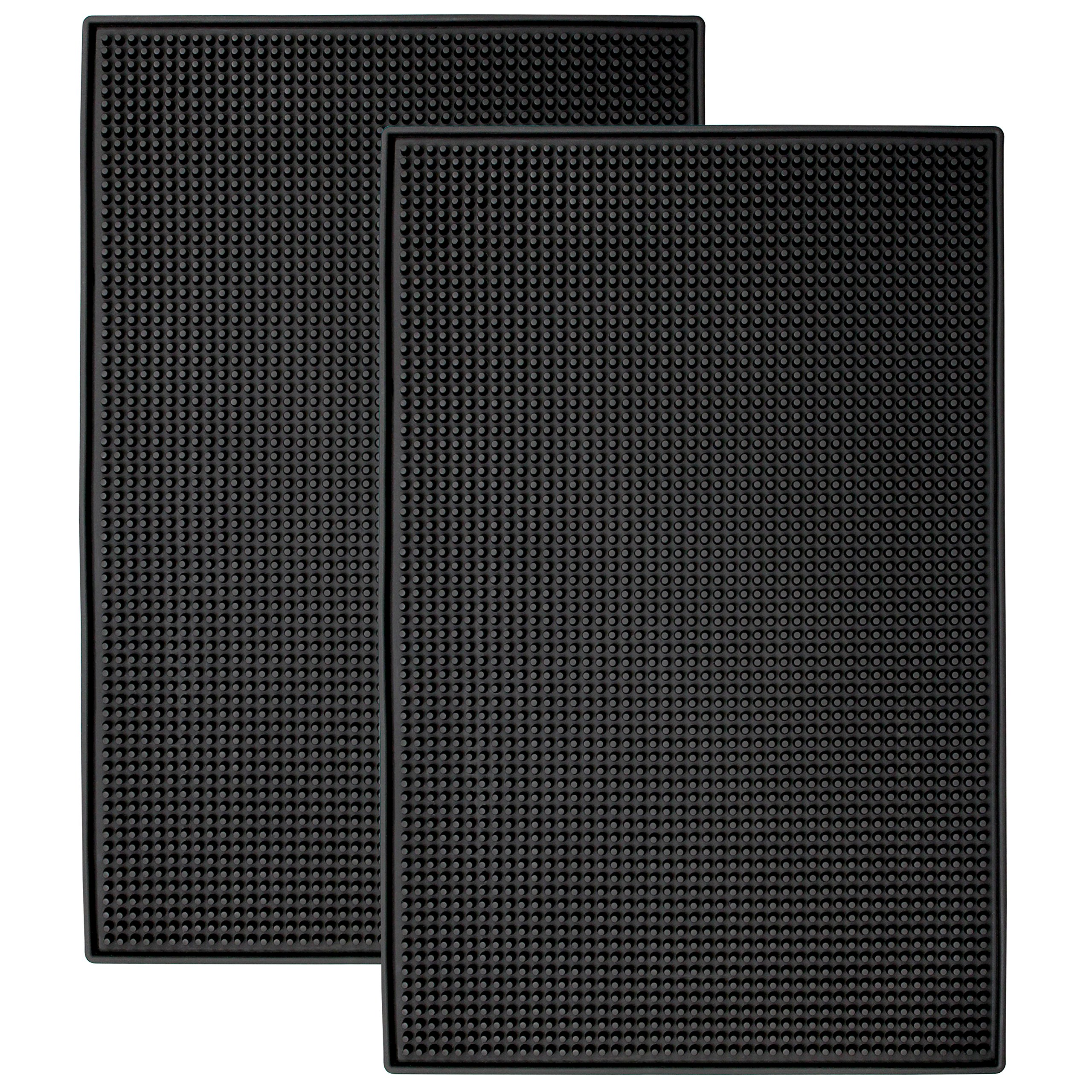 S&T INC. Rubber Bar Mats, Coffee Maker Mats, or Countertop Spill Mats, 11.9 Inch x 17.8 Inch, Black, 2PK