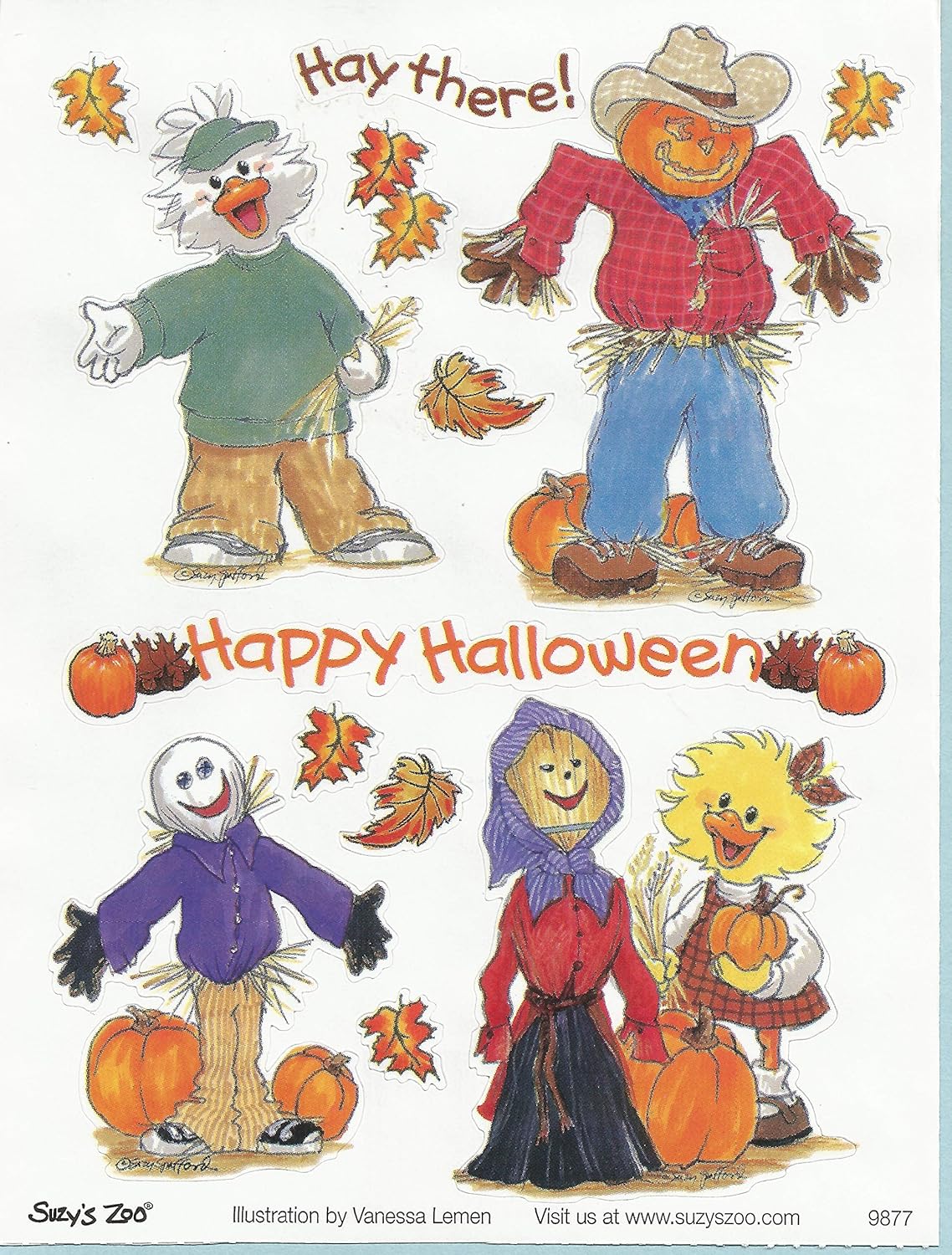 Suzy's Zoo Fall Autumn Happy Halloween Scarecrow Stickers