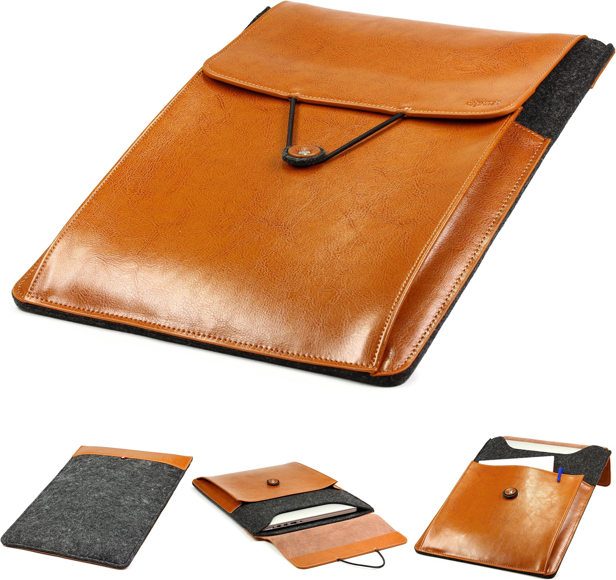 Urcover Macbook Pro 13", Elegant D-Park Premium Cover Case Bag [ D-Park Style ] Protective Bag Case for Macbook Pro 13" Inch - Dark Brown