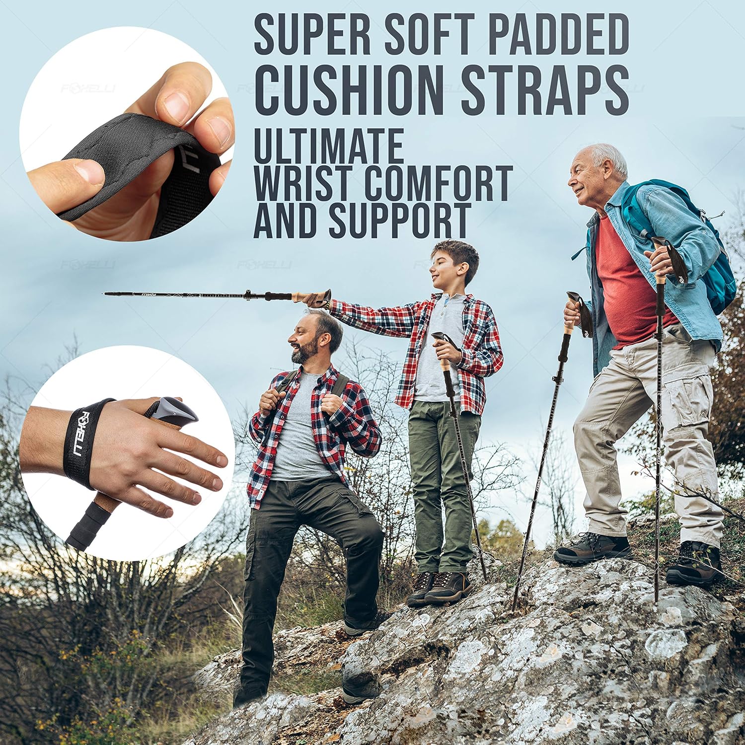 Foxelli Folding Trekking Poles – Ultra Compact, Lightweight & Durable Aluminum 7075 Collapsible Hiking Poles with Natural Cork Grips, Quick Locks, 4 Season All Terrain Accessories & Carrying Bag : Sports & Outdoors