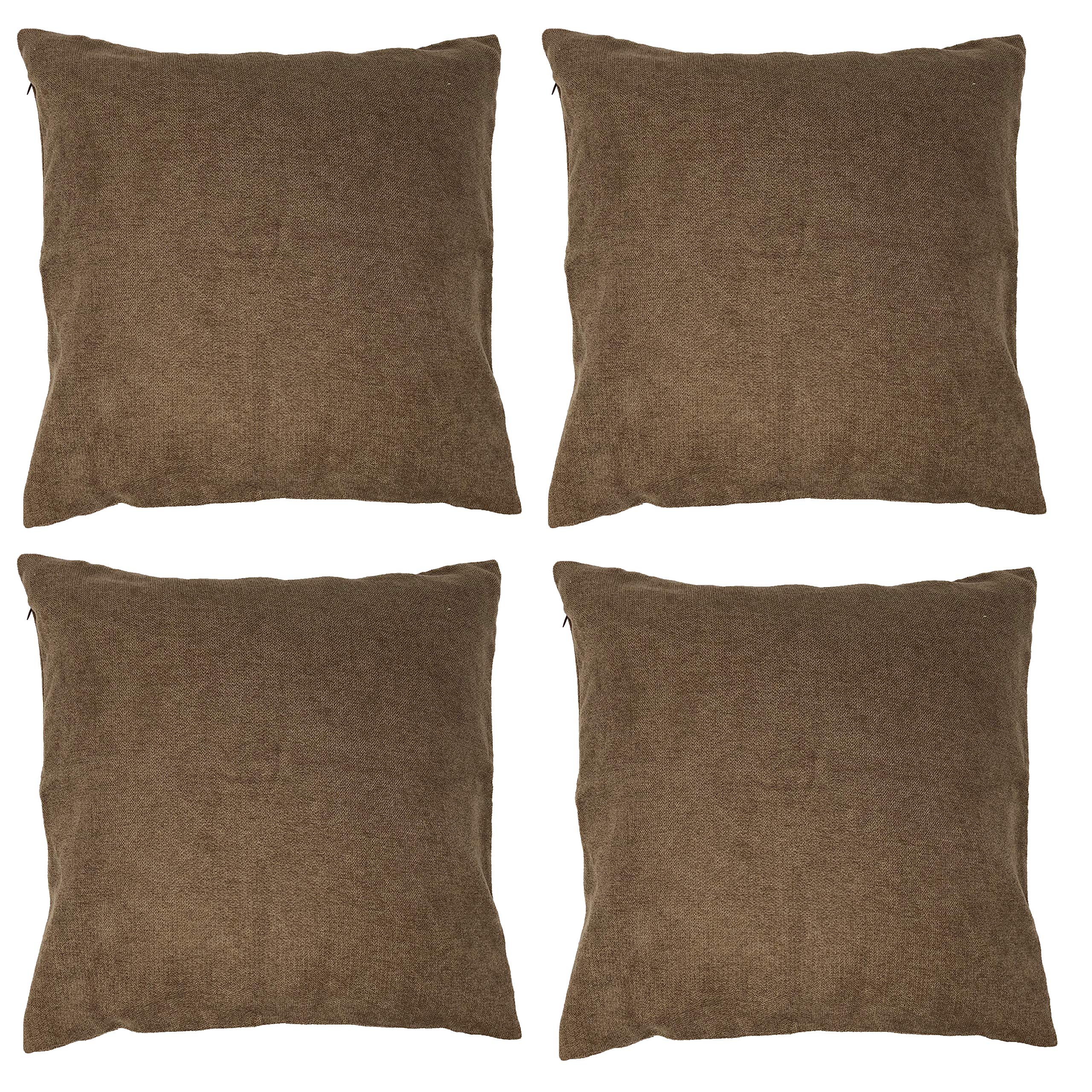 allgala Brown Throw Pillow Case 4-Pack 18x18 inch Solid Color Decorative Throw Pillow Cover Plain Color Perfect for Couch Sofa Bed Car DIY Decoration