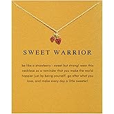 14K Gold Plated Pendant Necklace for Women, Dainty Charm Good Luck Inspirational Gifts for Her Friendship Necklace Cherry, Positive Duck, Shell Pearl Fish Beach Jewelry