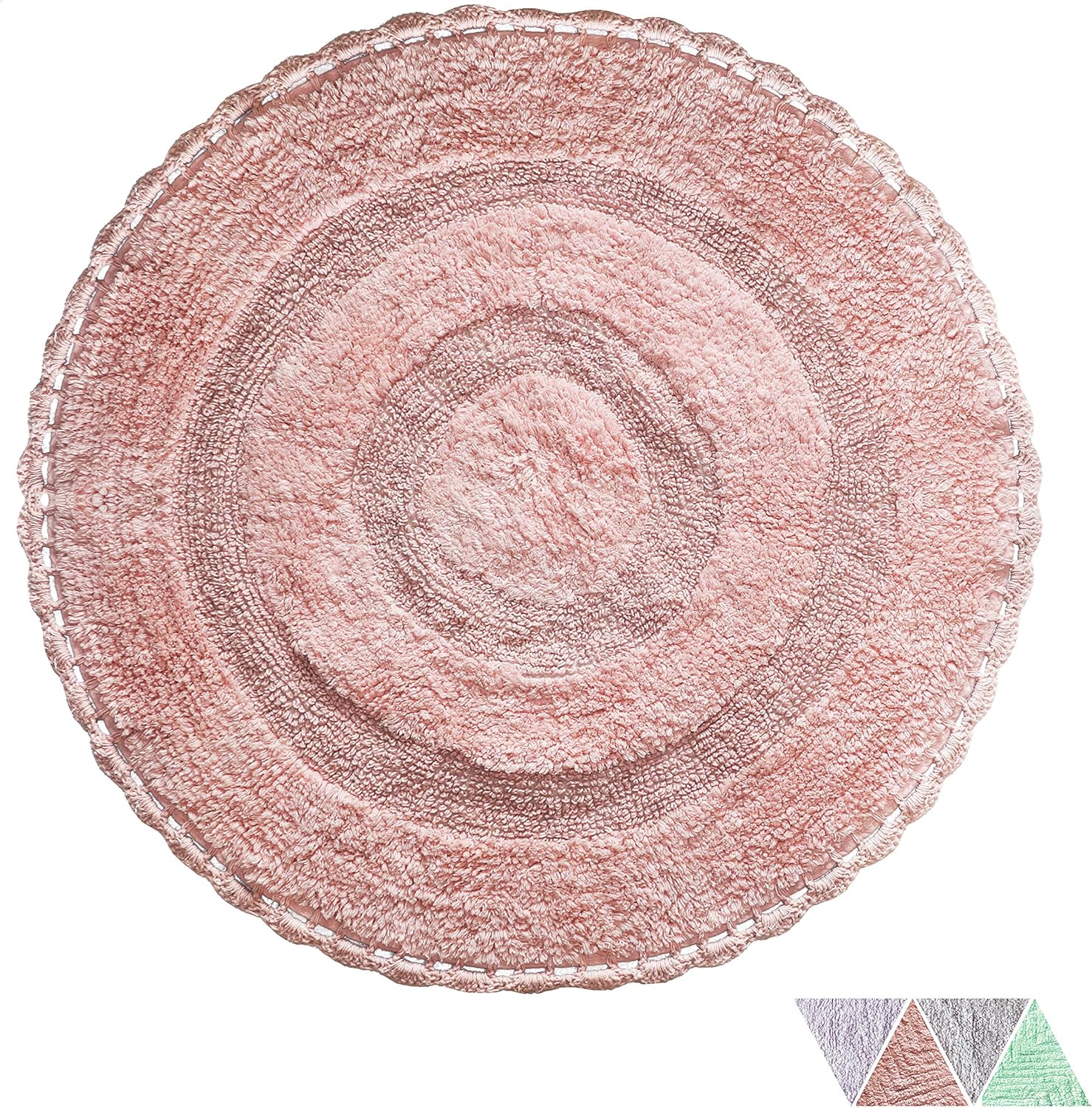 Buy The Home Talk Round Cotton Bath Mat Rug (90 cm Round) Blush Pink