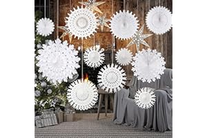 TUPARKA White Paper Snowflake Decorations Frozen Birthday Party Supplies Winter Wonderland Party Decorations Christmas Snowflakes Hanging Decoration,Assort Size