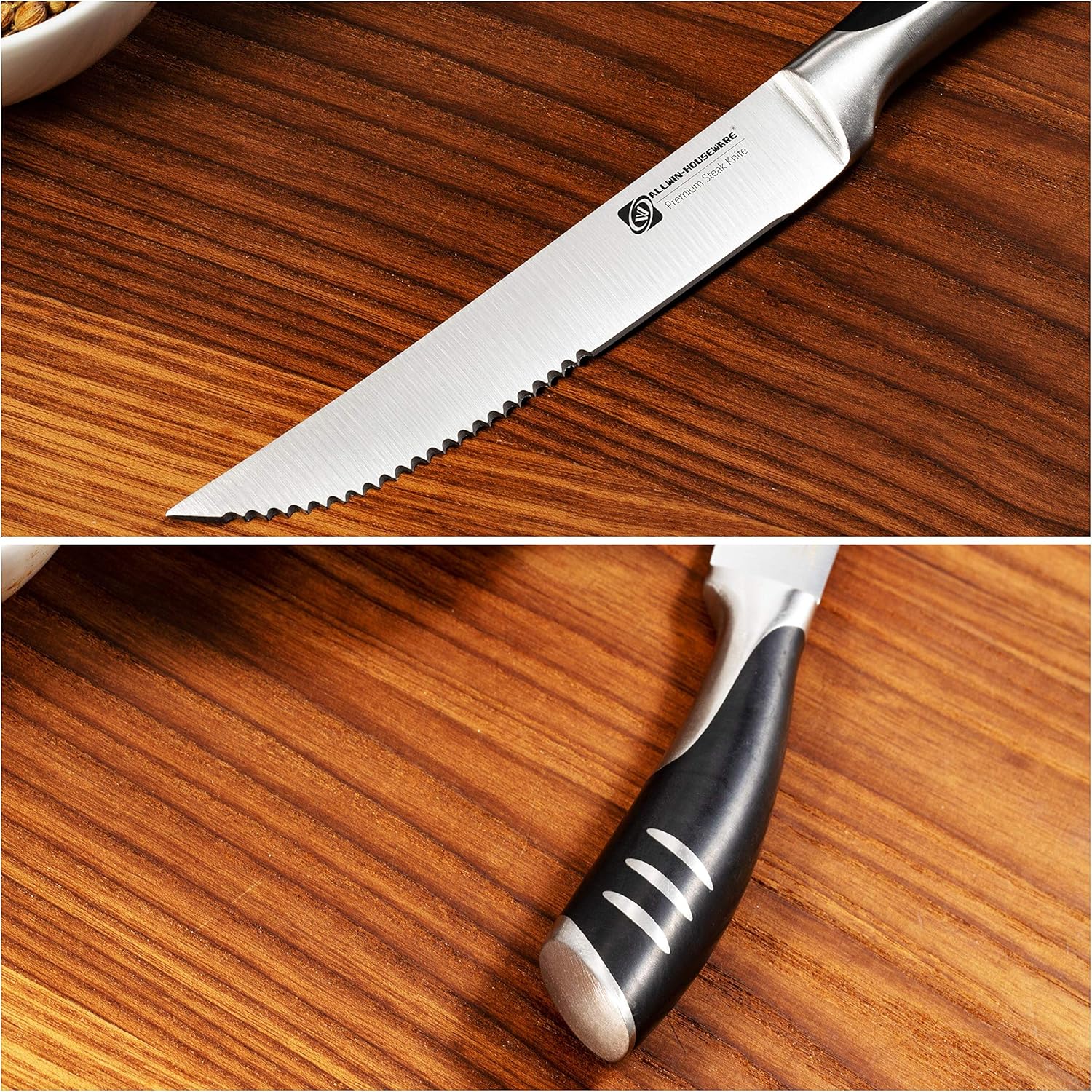 Premium 8-Piece German High Carbon Stainless Steel Steak Knife Set, Double Forged Full Tang Kitchen Dinner Steak Knives: Kitchen & Dining