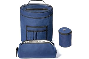 ATHENA'S ELEMENTS Knitting Bag - Yarn Tote - Crochet Storage & Knitting Accessories Organizer - Tangle Free 3-in-1 Crocheting Bags Lots of Space & Pockets. Portable Project Holder for Exceptional Organization