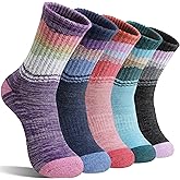 Sandsuced Merino Wool Hiking Warm Socks Thermal Winter Cozy Crew with Cushioned Sole & Moisture Wicking 5 Pairs for Women