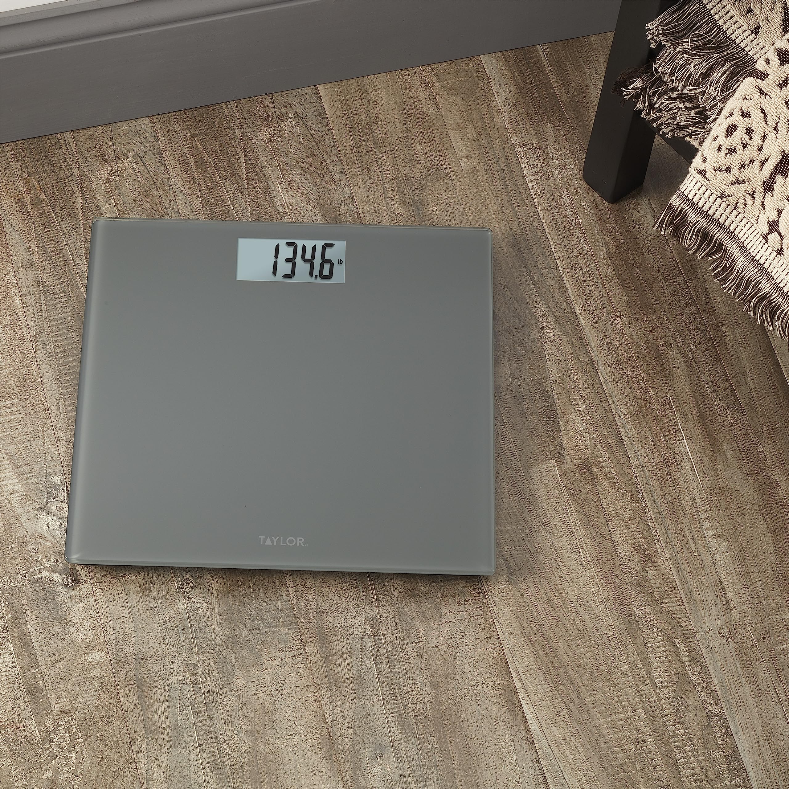 Taylor Digital Scales for Body Weight, Highly Accurate 400 LB Capacity, Auto On and Off Scale, 11.8 x 11.8 Inches, Charcoal Grey