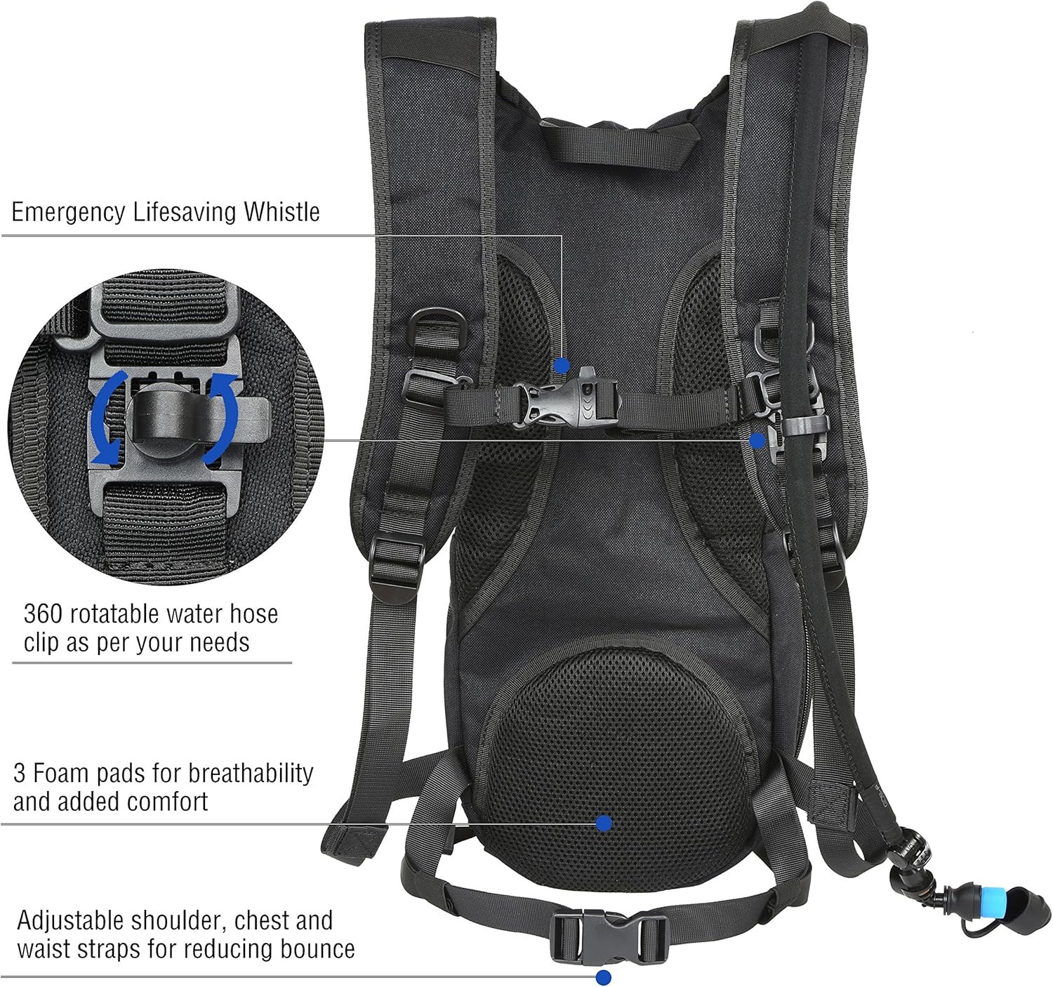MARCHWAY Tactical Molle Hydration Pack Backpack with 3L TPU Water Bladder, Military Daypack for Cycling, Hiking, Running, Climbing, Hunting, Biking (Black) : Sports & Outdoors