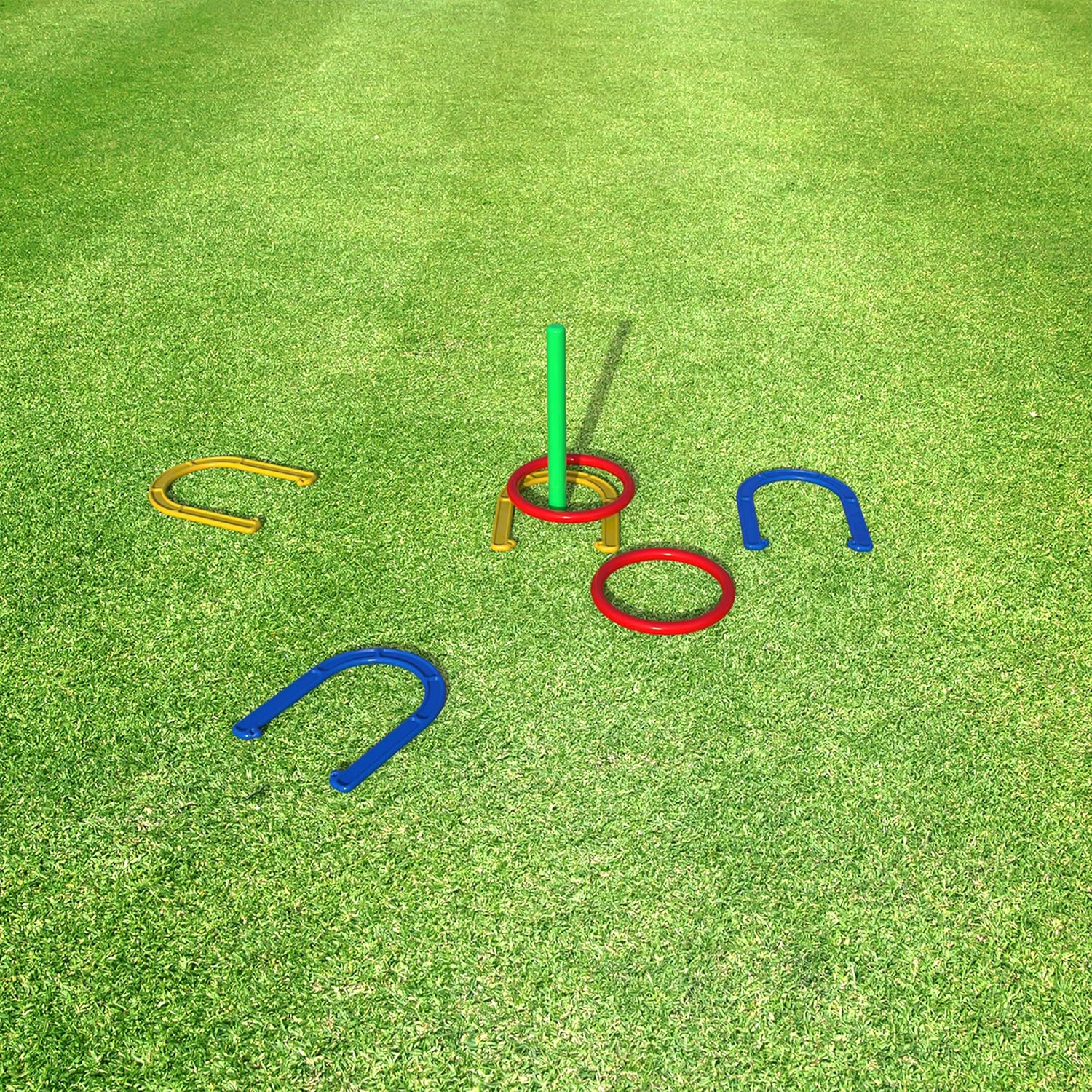 Hey! Play! 2-in-1 Horseshoe and Ring Toss – Outdoor Combo Two-Player Skill Game Set for Kids and Beginners – Picnic, Cookout, Beach and Backyard: Toys & Games