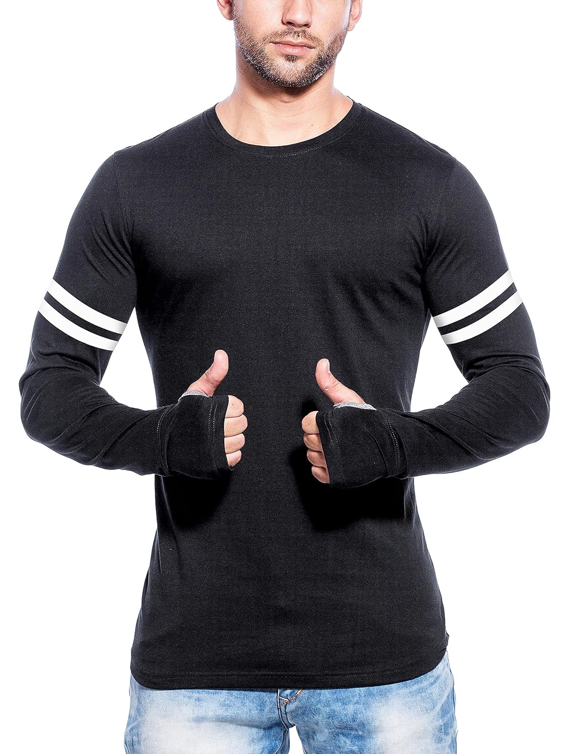 maniac men's cotton fullsleeves printed t-shirt (blue)