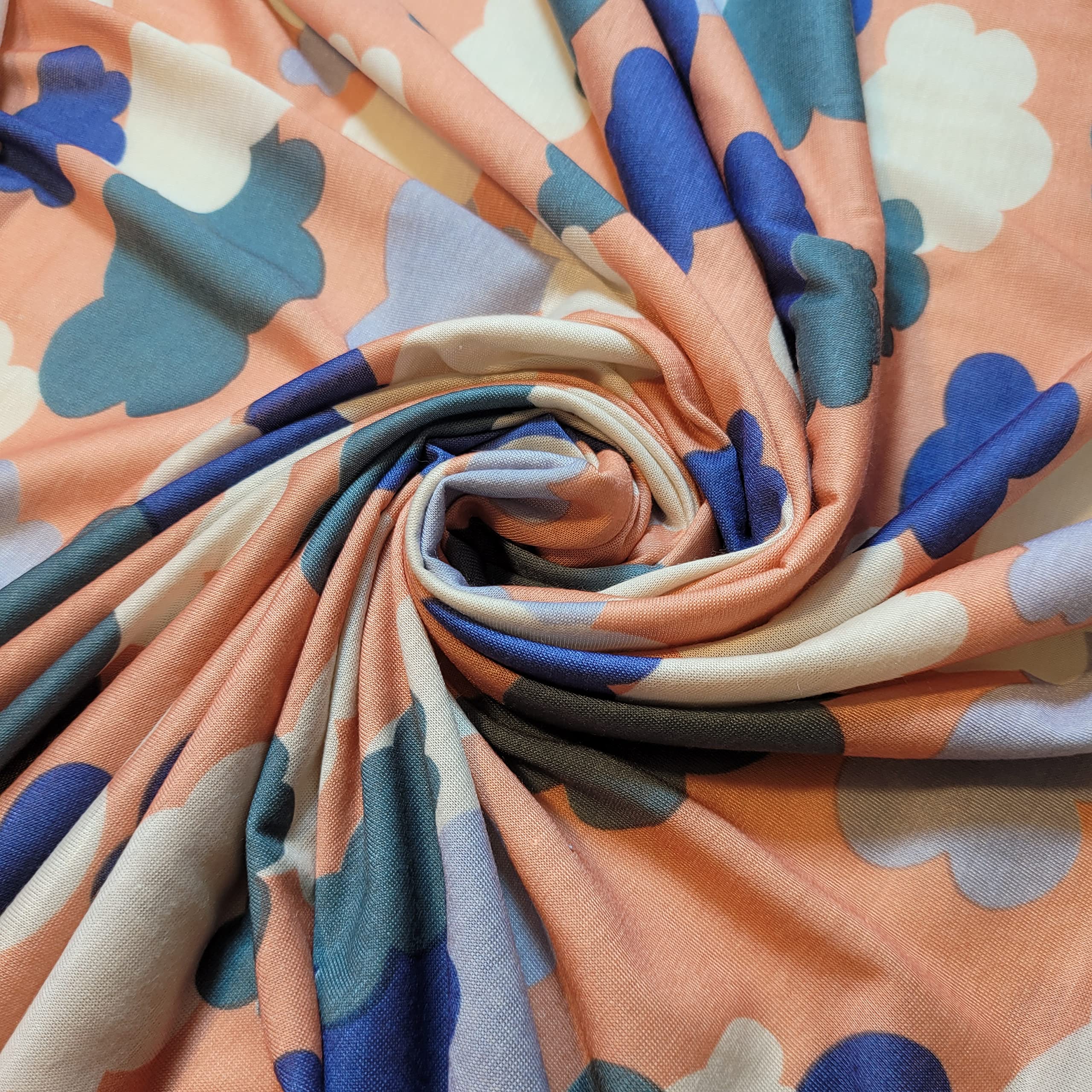 Soft Printed Cotton Jersey Stretch Knit Fabric – Ideal for T-Shirts, Babywear, Dressmaking & Crafts | 58" (150cm) Wide | Sold Per Meter (Pre-Cut) (Peach Cloud) — image 1