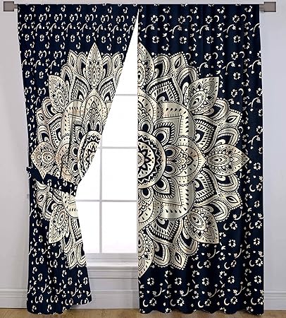 Buy Black Gold Ombre Mandala Printed Valances Wall Hanging Curtain