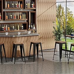 SHINEBOOM Barstools Set of 4 Black Metal Bar Stools