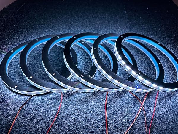 SANDO TECH 6PCS 8″ RGB COLORS SHIFT CAR LED SPEAKER DECORATIVE LIGHT KIT SPACER RING LIGHT COAXIAL SPEAKER LIGHTS BLUETOOTH APP & REMOTE CONTROLLED