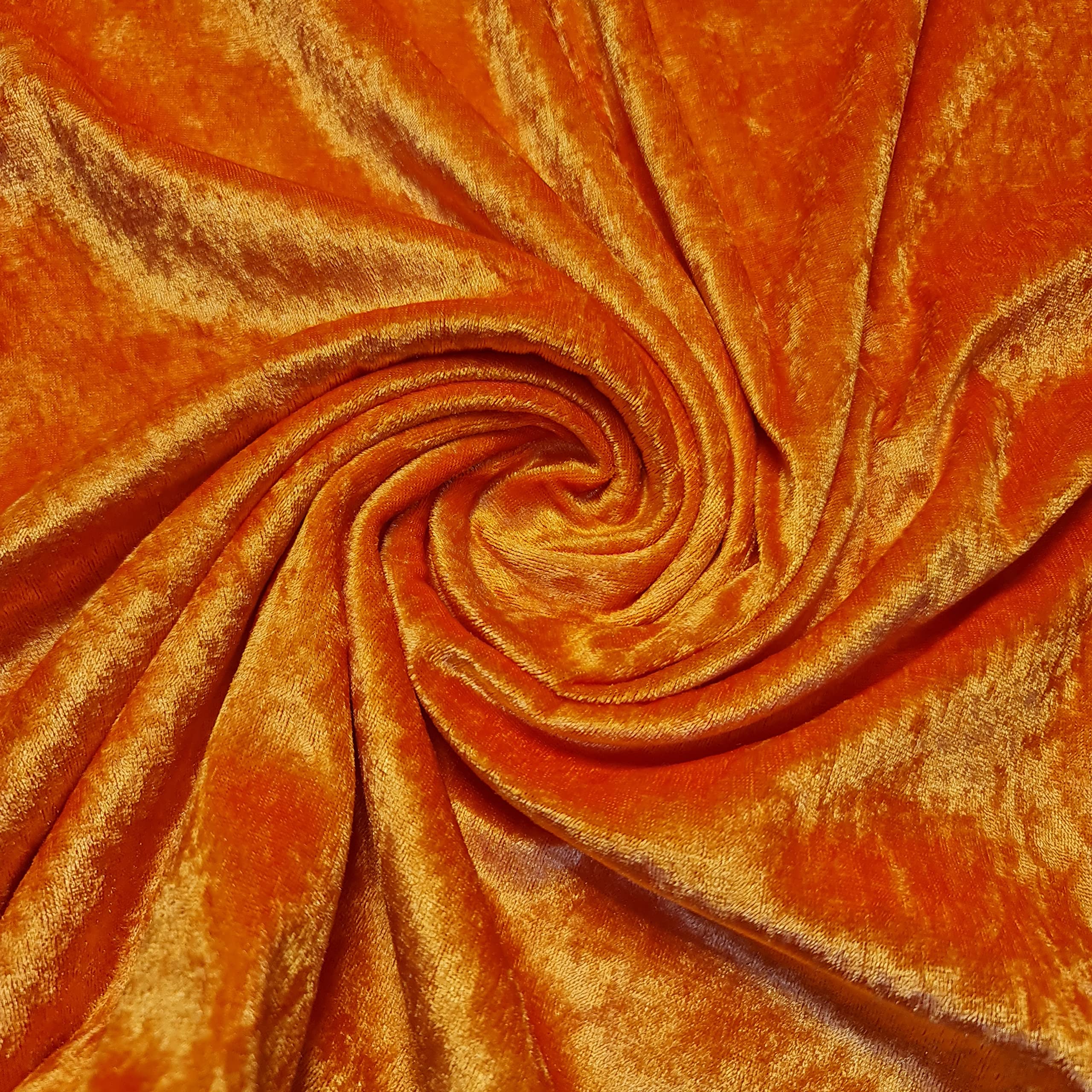Premium Crushed Velvet Fabric Craft Stretch Velour Material 150cm Extra Wide -EP (Orange, 5 Meter)