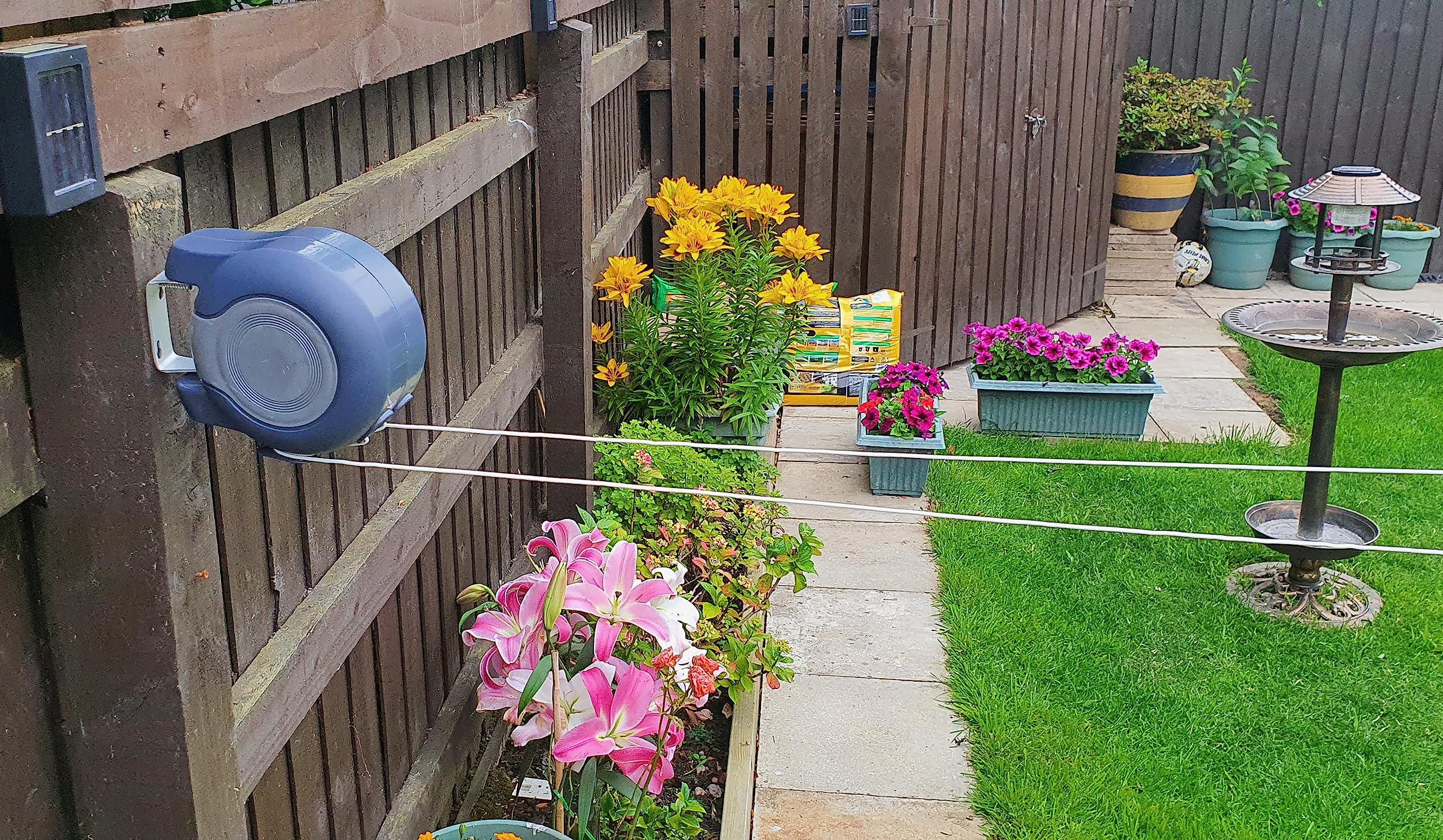 Washing Line Retractable Wall-Mounted Double Clothes Drying Line, Heavy Duty Retractable, Extendable Reel Airer Clothes line Adjustable Clothes Dryer Line Garden outdoor or indoor (26mWL-Grey)