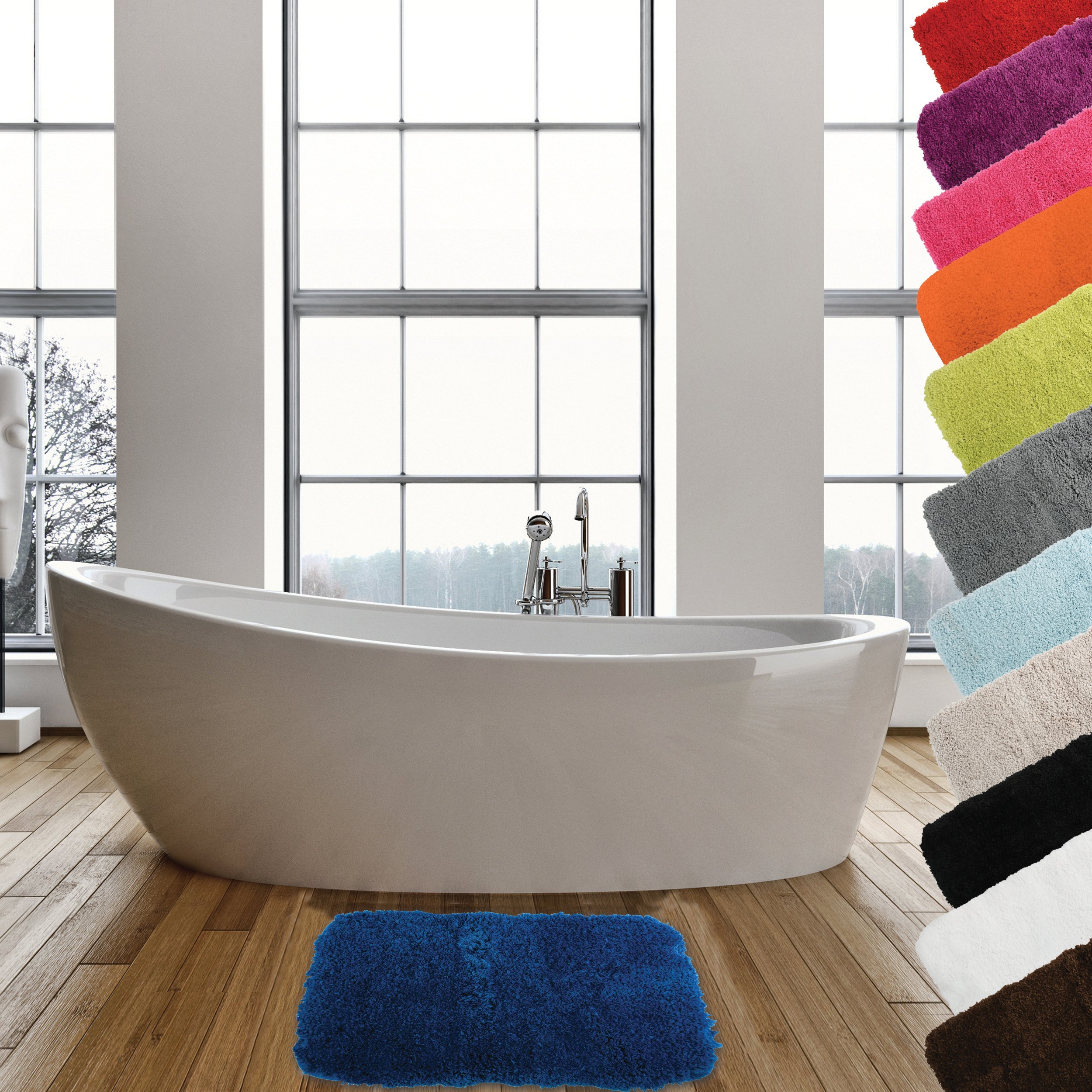 MSV Microfiber Bath Mat, Dark Blue, 70 x 50 cm