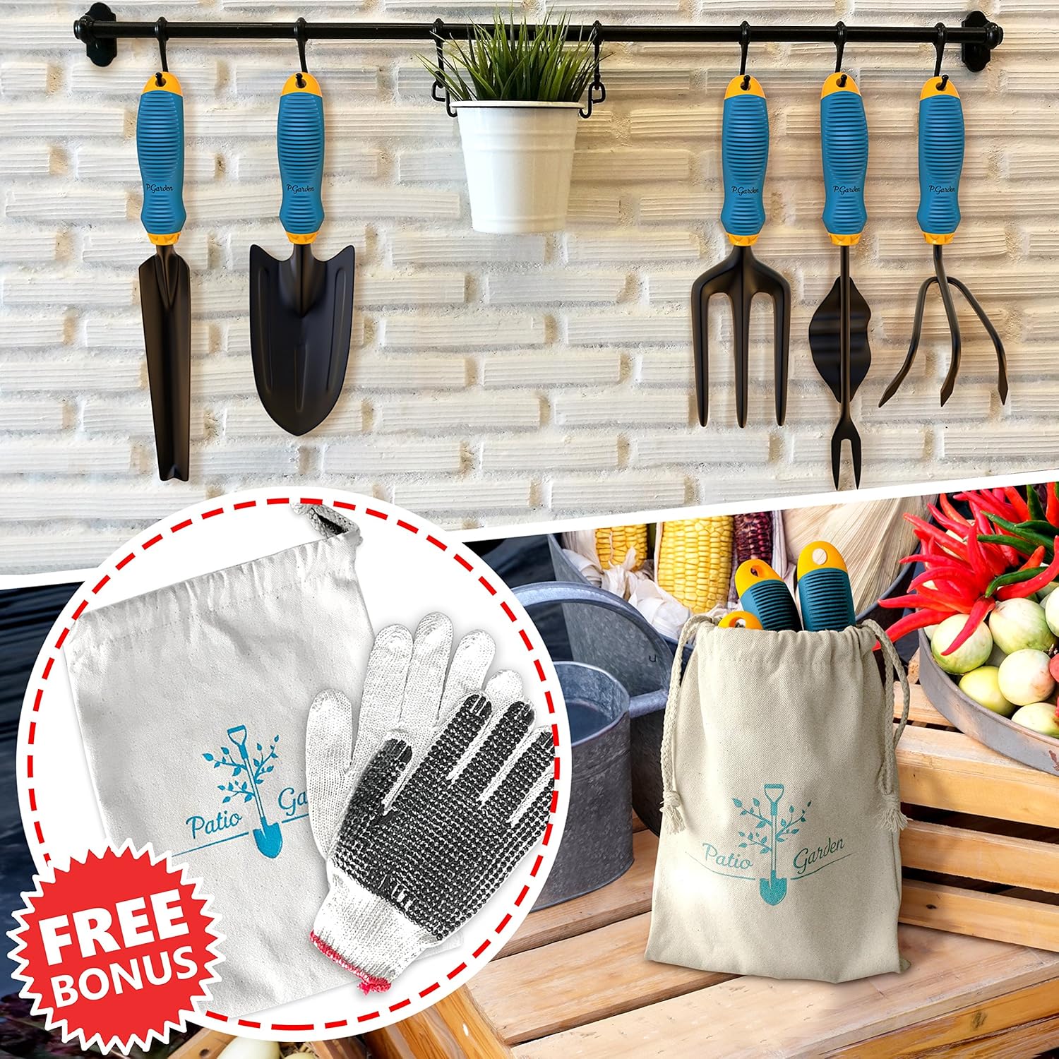 Gardening Tools Set from Alloy Steel - Heavy Duty Garden Tool Set with Rubber Non-Slip Handle - Gardening Kit with Gloves and Bag - Ergonomic Garden Hand Tools - Gardening Gifts for Men and Women : Garden & Outdoor