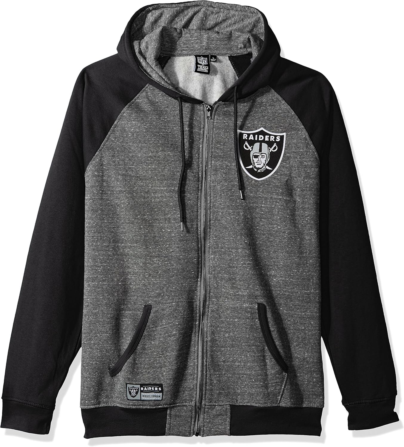 Ultra Game NFL Men's Full Zip Soft Fleece Raglan Hoodie