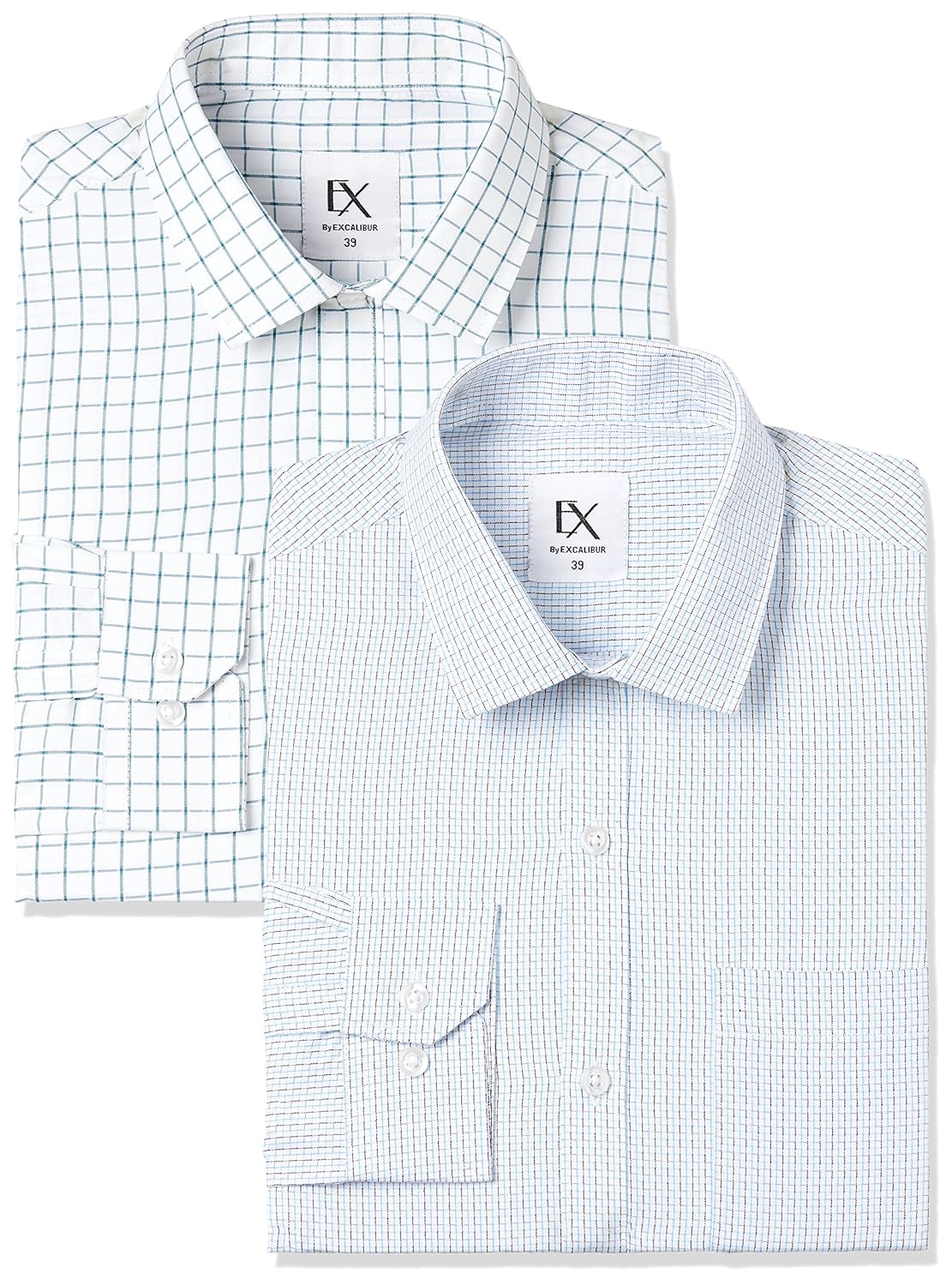 ex by excalibur men's solid regular fit formal shirt (pack of 2)