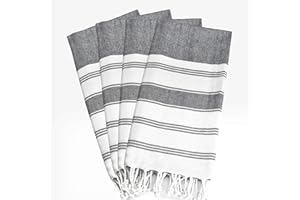 GLAMBURG Peshtemal Turkish Towel Cotton Beach Towels Oversized 36x71 Set of 4, Cotton Beach Towels for Adults, Soft Durable Absorbent Extra Large Bath Sheet Hammam Towel - Navy Blue