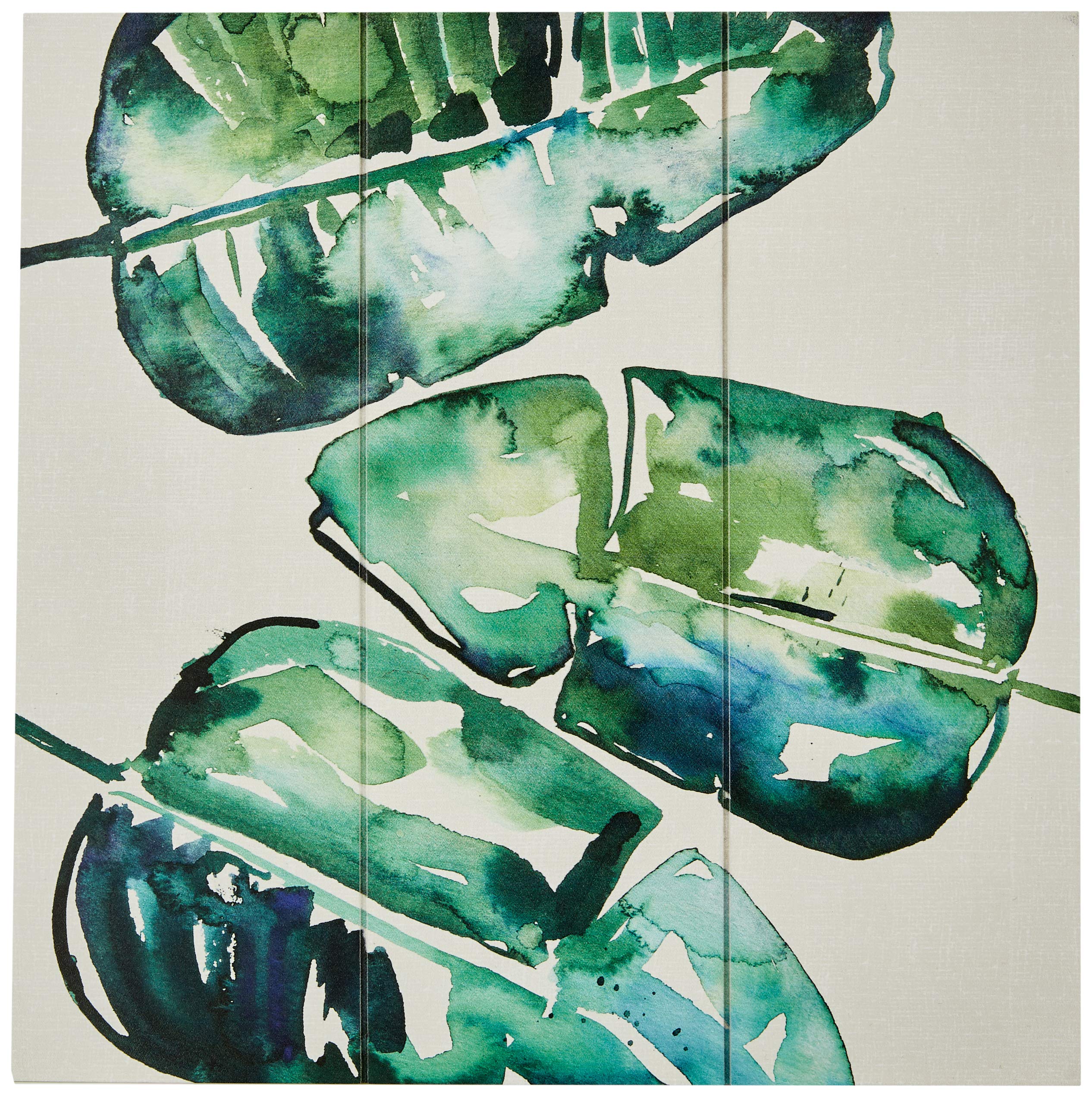 Summer Thornton SQ12606A Wooden Print 30 x 30 cm Banana Leaves, MDF, Multicoloured, 30 x 30 x 1.2 cm