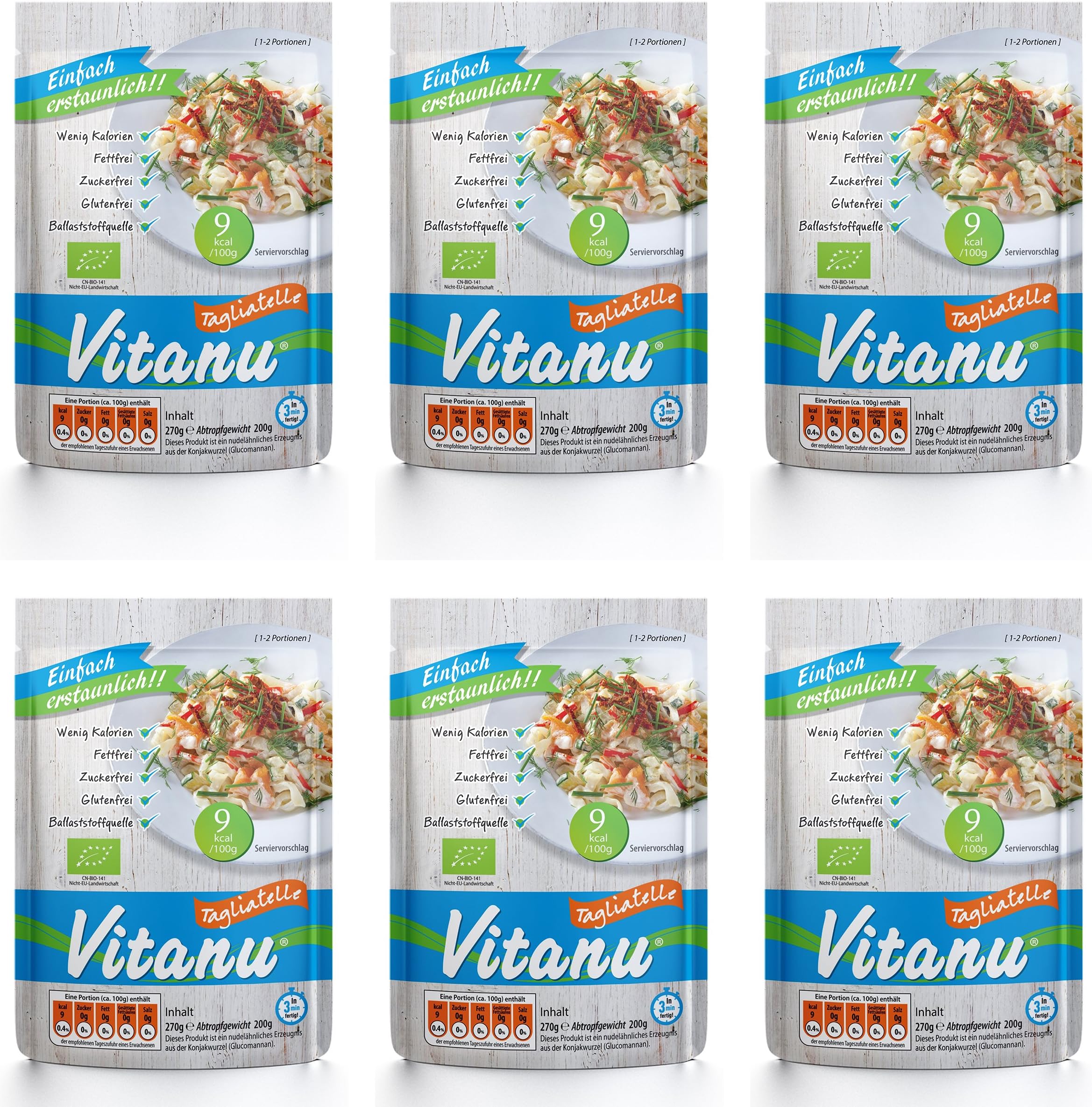 Vitanu Organic Shirataki Pasta Tagliatelle - 6 x 200g