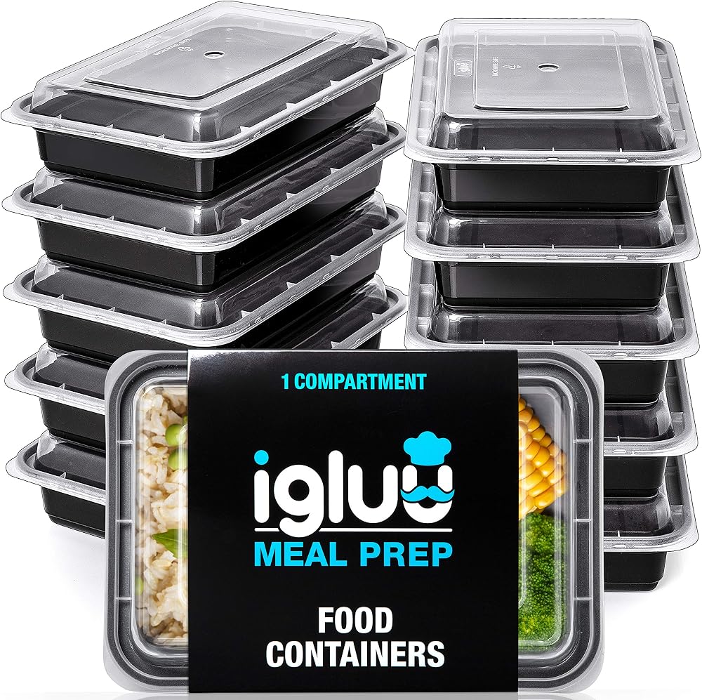 Igluu Meal Prep Containers Reusable 30 Pack 828ml Lids Microwave Safe