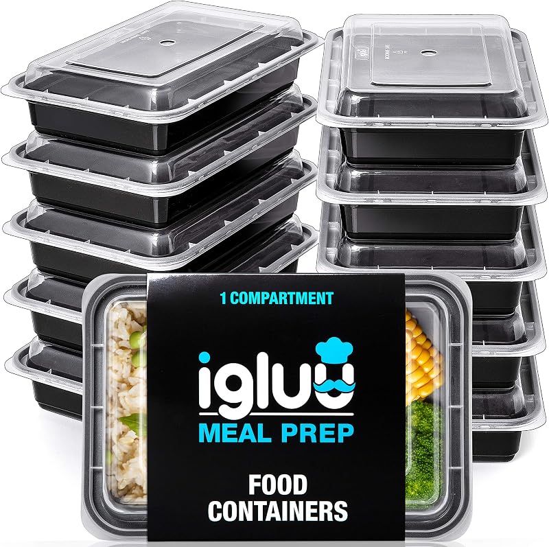 Igluu Meal Prep Containers Reusable 30 Pack 828ml Lids Microwave Safe