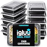 Igluu Meal Prep Containers Reusable (10 Pack) – Food Containers with Lids – Stackable, Microwave, Freezer & Dishwasher Safe – 28oz – 1 Compartment – BPA-Free