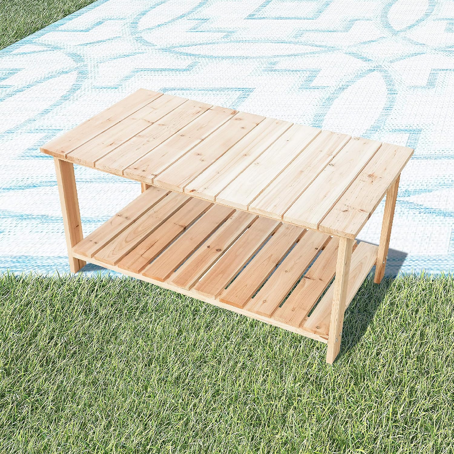 Amazon Com Lokatse Home Adirondack Wooden Tea Table Natural Garden Outdoor